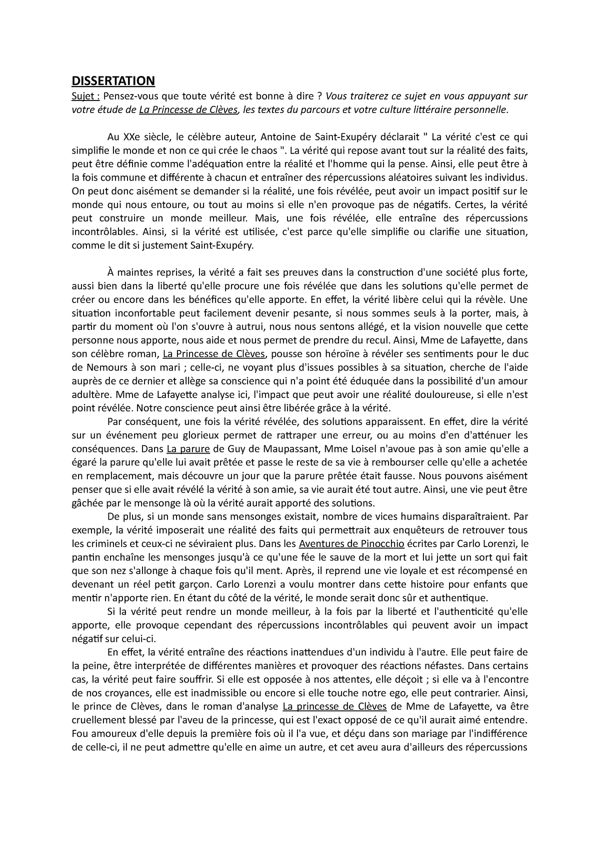 dissertation verite et opinion