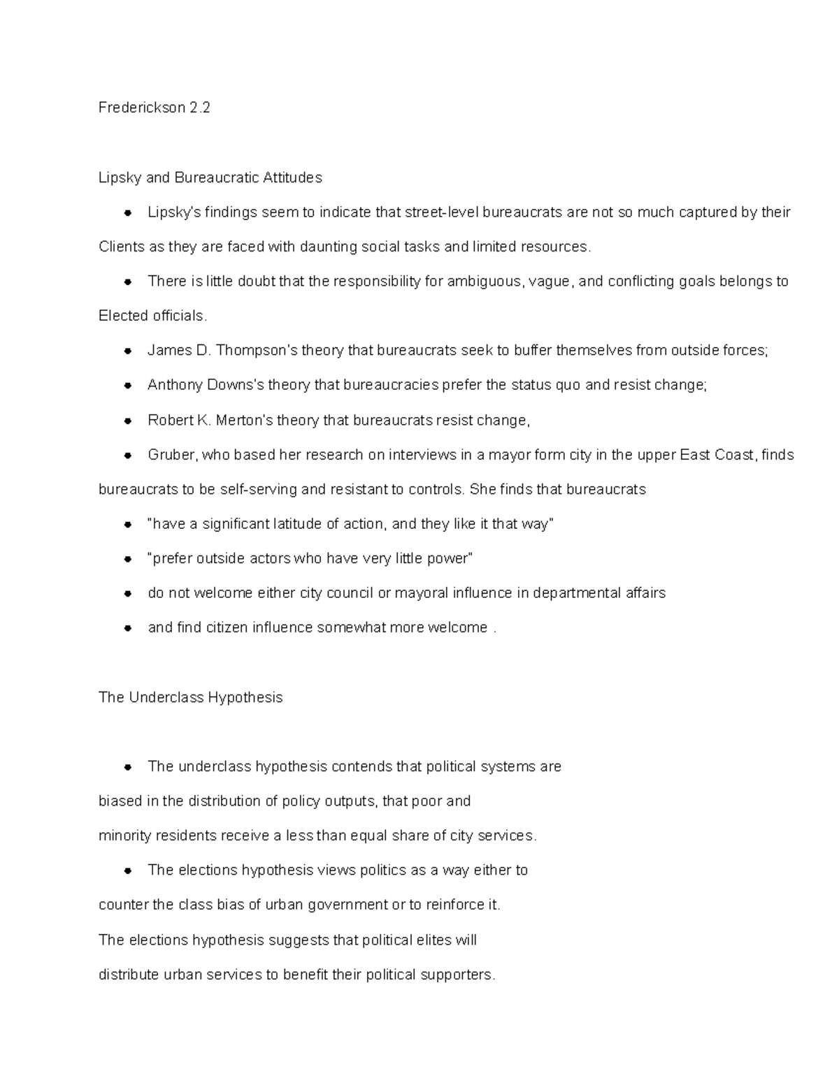 Frederickson 2 Lipsky and Bureaucratic Attitudes Lipsky’s findings