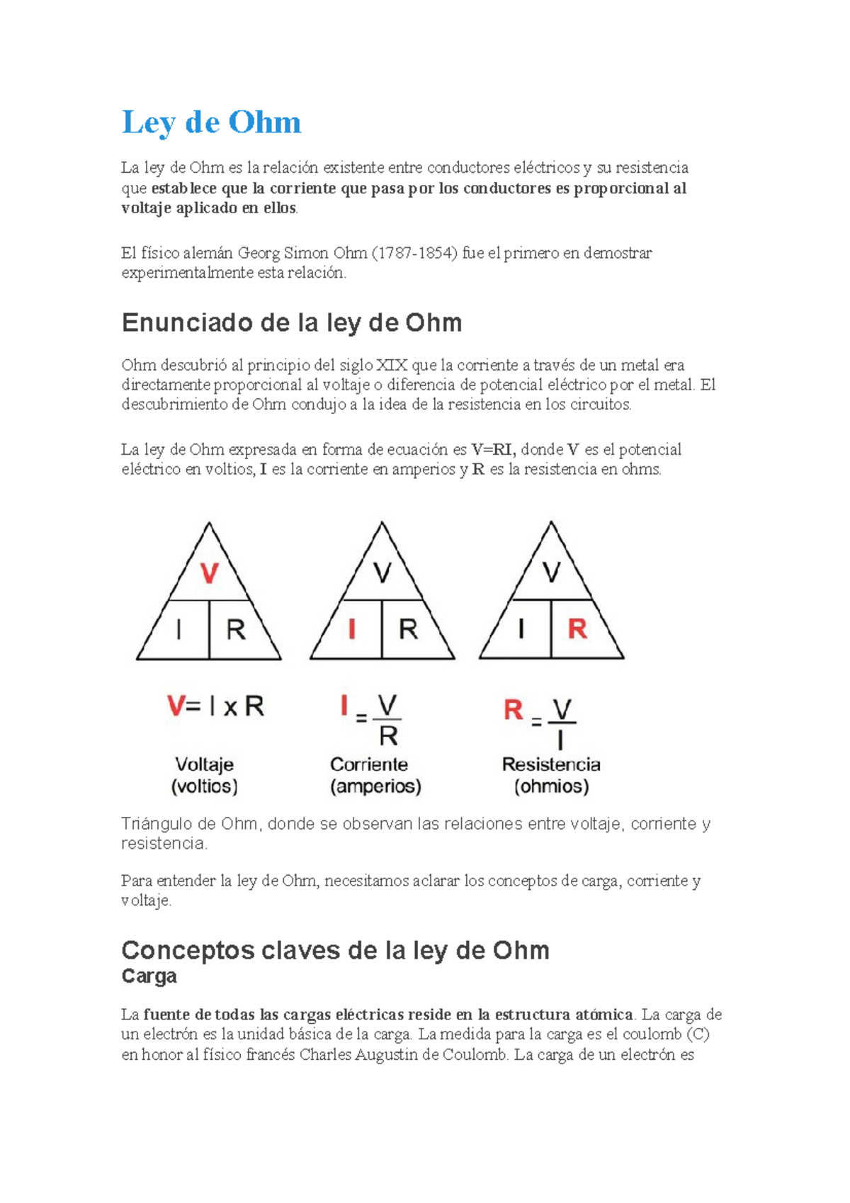 Ley De Ohm - La Ley De Ohm Es La Relación Existente Entre Conductores ...