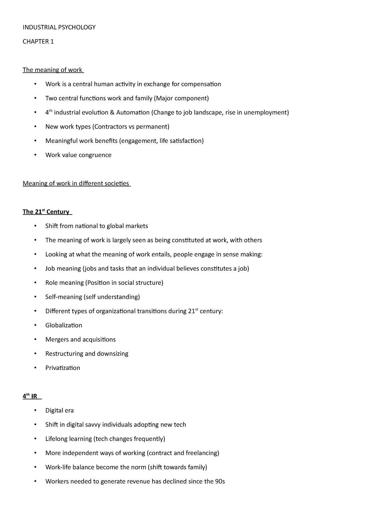 Industrial Psychology Notes Block 1 - INDUSTRIAL PSYCHOLOGY CHAPTER 1 ...