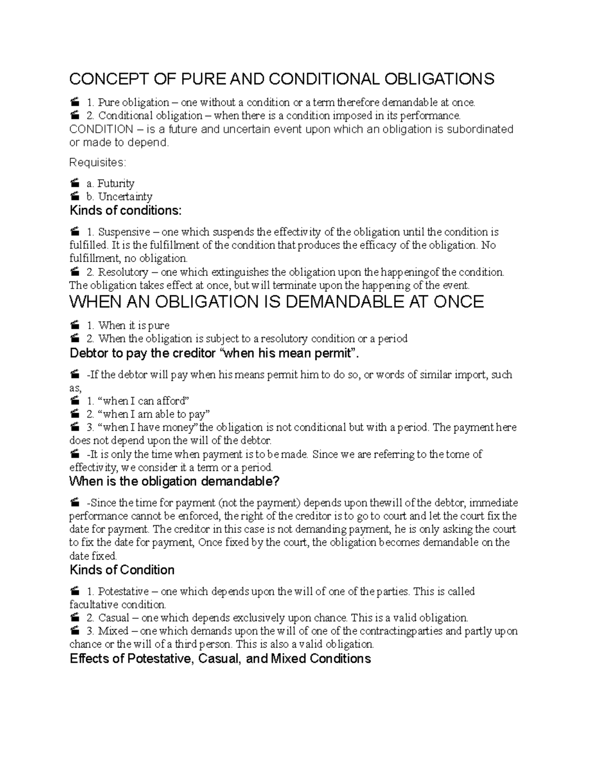 Obligation - obli - CONCEPT OF PURE AND CONDITIONAL OBLIGATIONS 1 ...