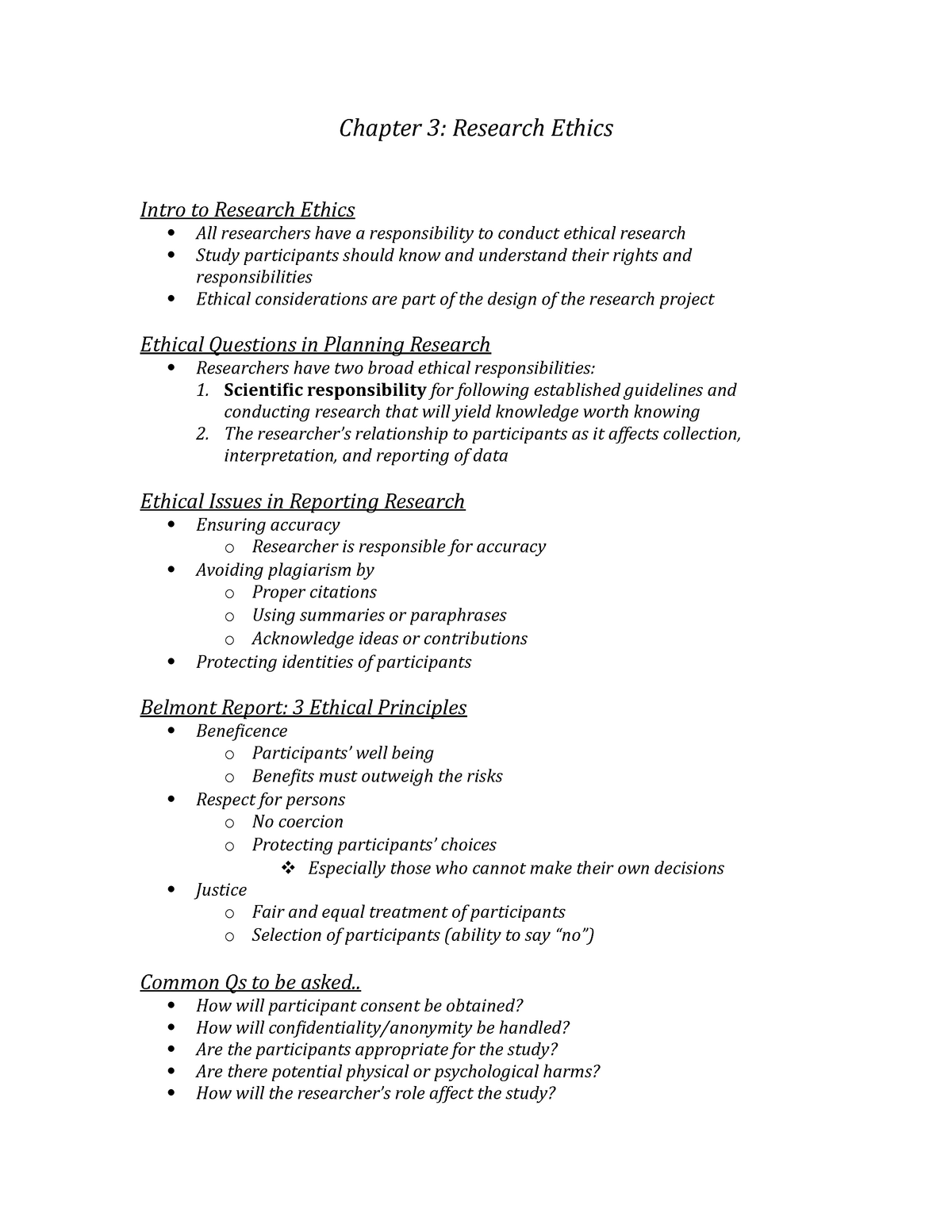 research ethics example in research paper