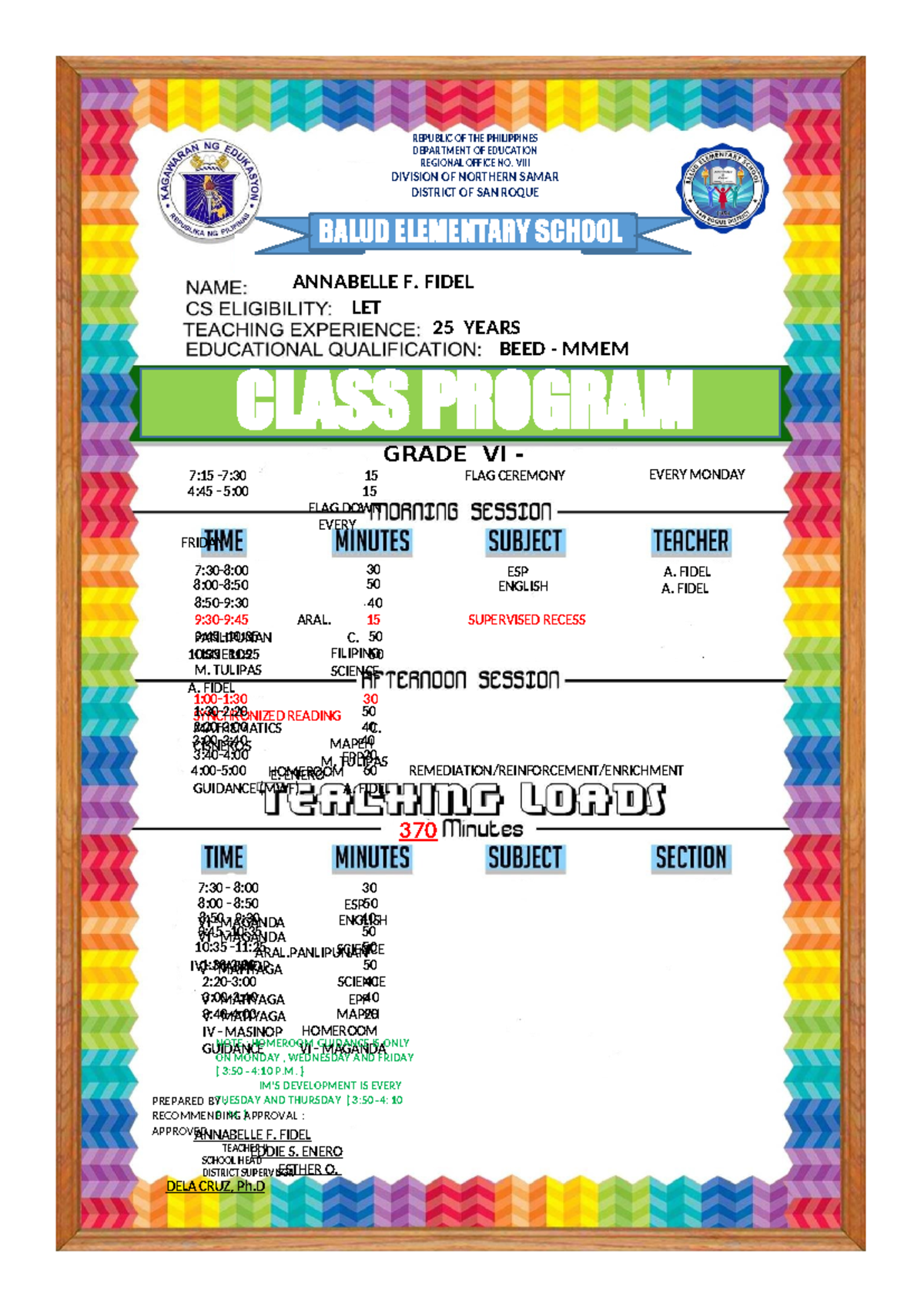 Class Program annabelle final - REPUBLIC OF THE PHILIPPINES DEPARTMENT ...