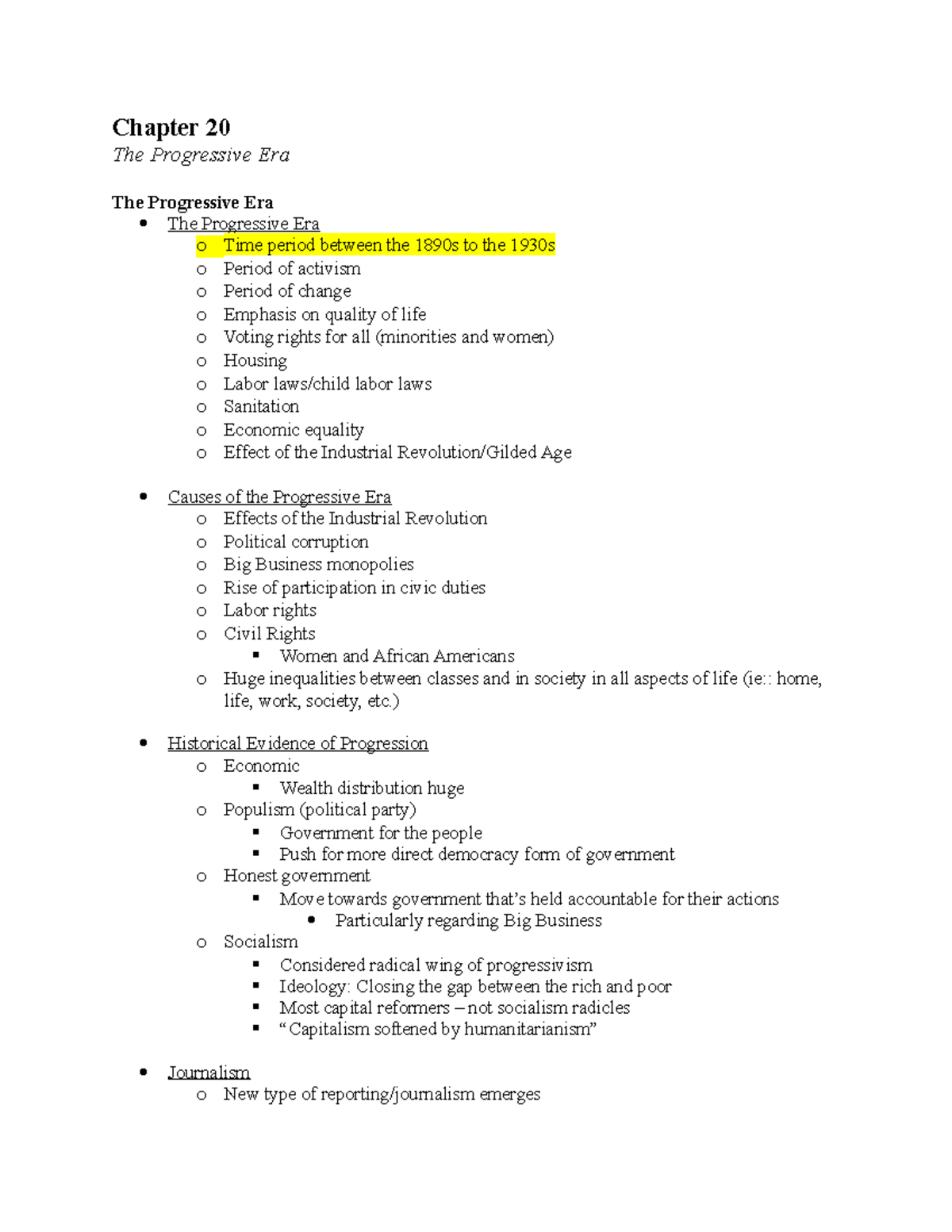 Chapter 20 - The Progressive Era - Chapter 20 The Progressive Era The ...