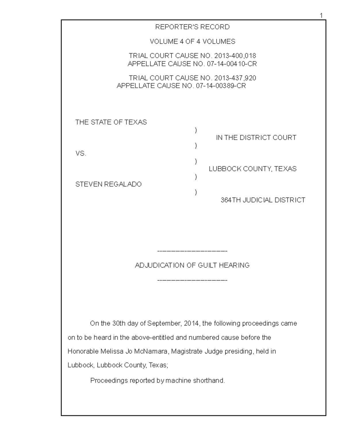 Lubbock Report Transcript - 1 REPORTER'S RECORD VOLUME 4 OF 4 VOLUMES ...