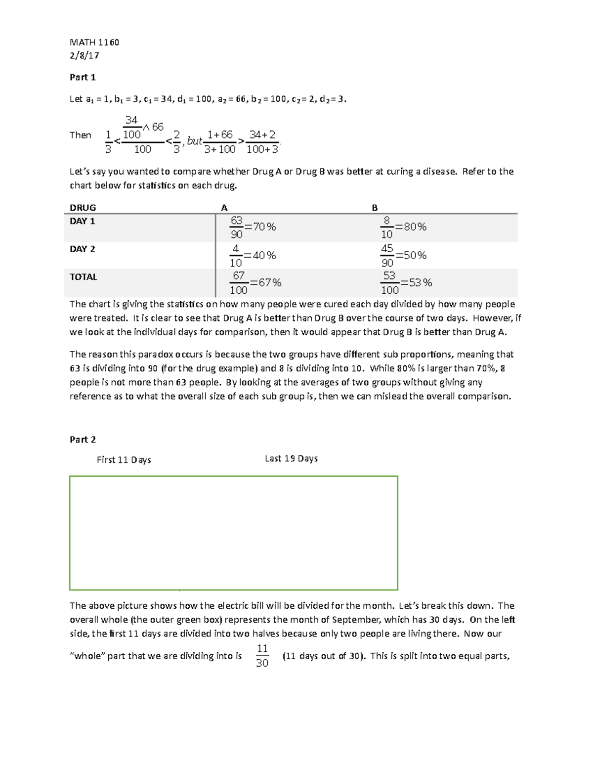 Assignment 2 - MATH 1160 Part 1 Let a1 1, b1 3, c1 34, d1 100, a2 66 ...