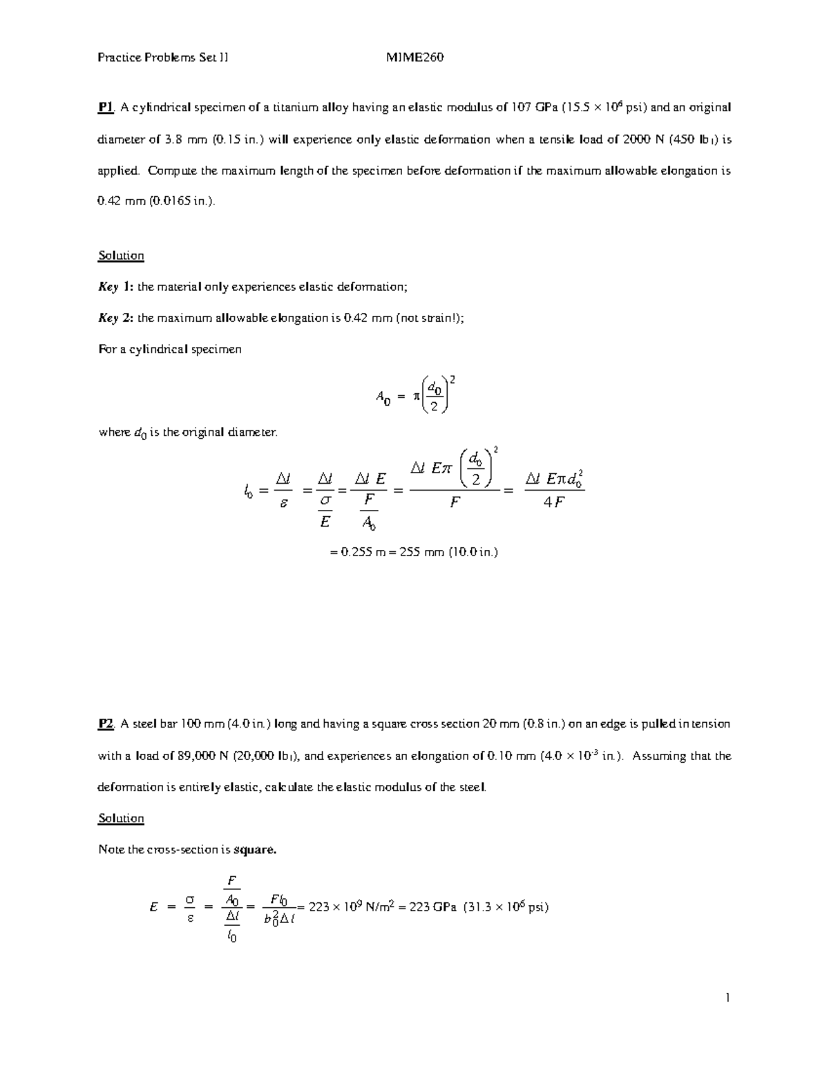 Solved Note: The value of E for steel is 205000 N/mm2. The