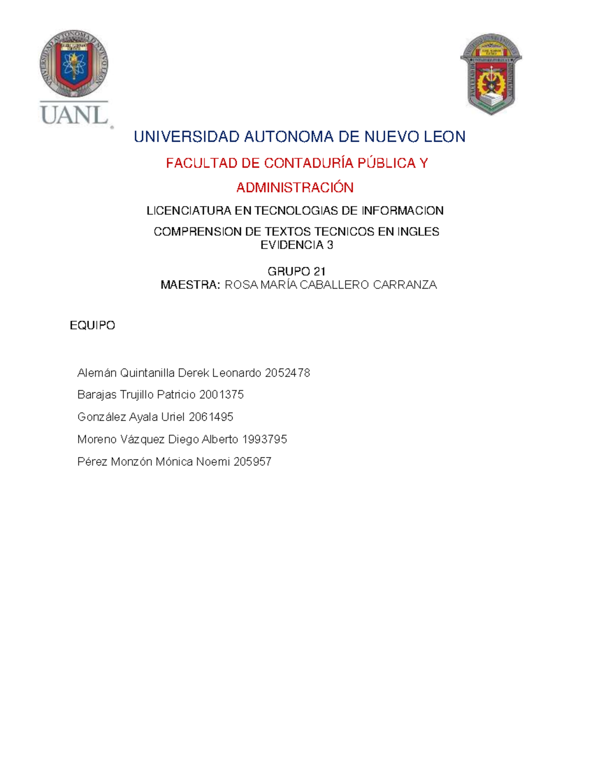 EV 3.1 Competencia en Ingles - UNIVERSIDAD AUTONOMA DE NUEVO LEON ...