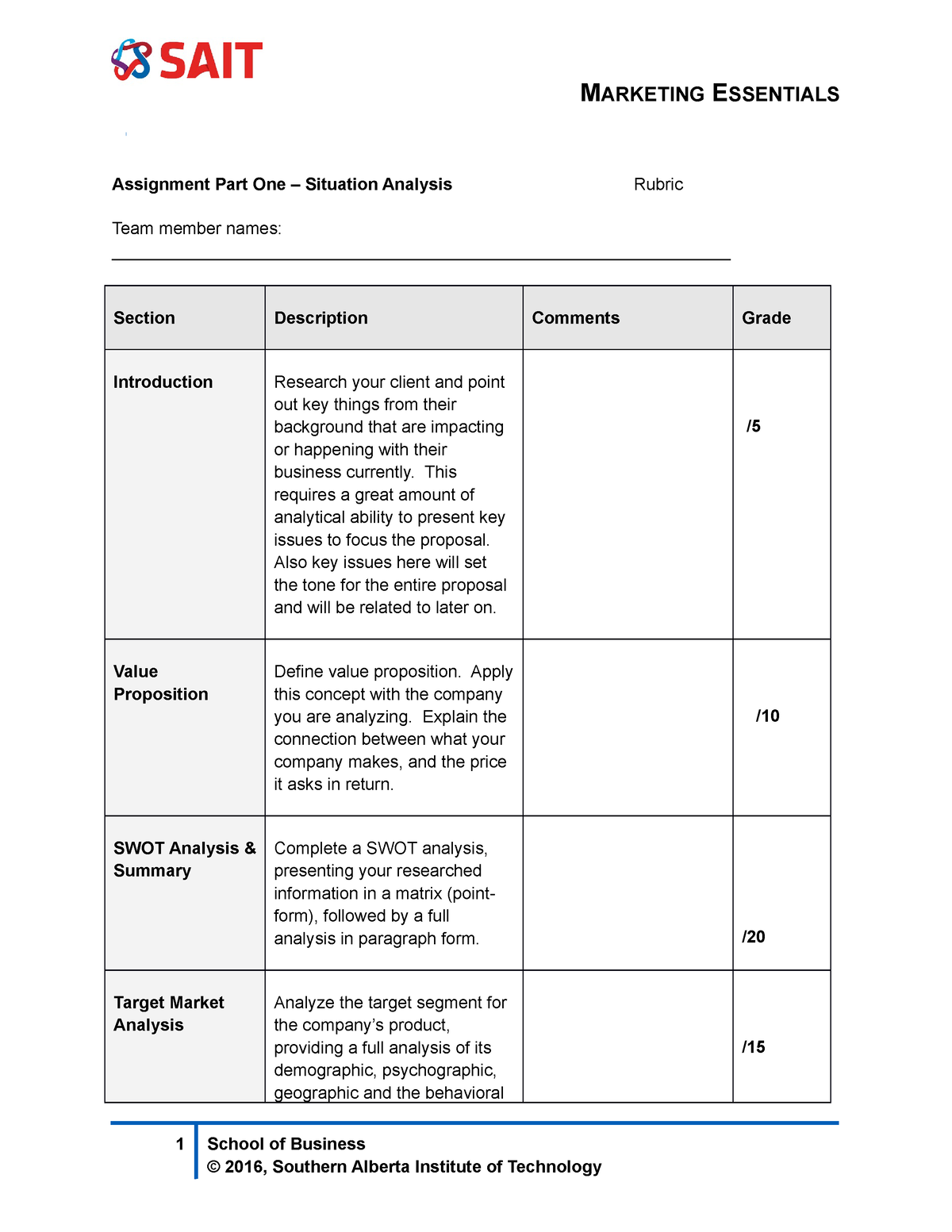 marketing essentials assignment 1