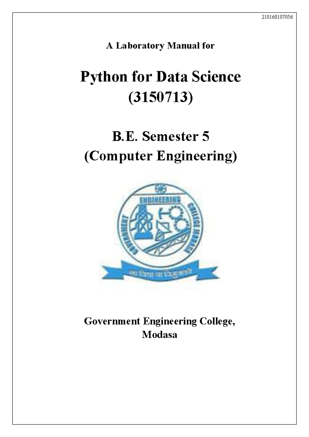 3150713 PDS leb - Pds - A Laboratory Manual for Python for Data Science ...