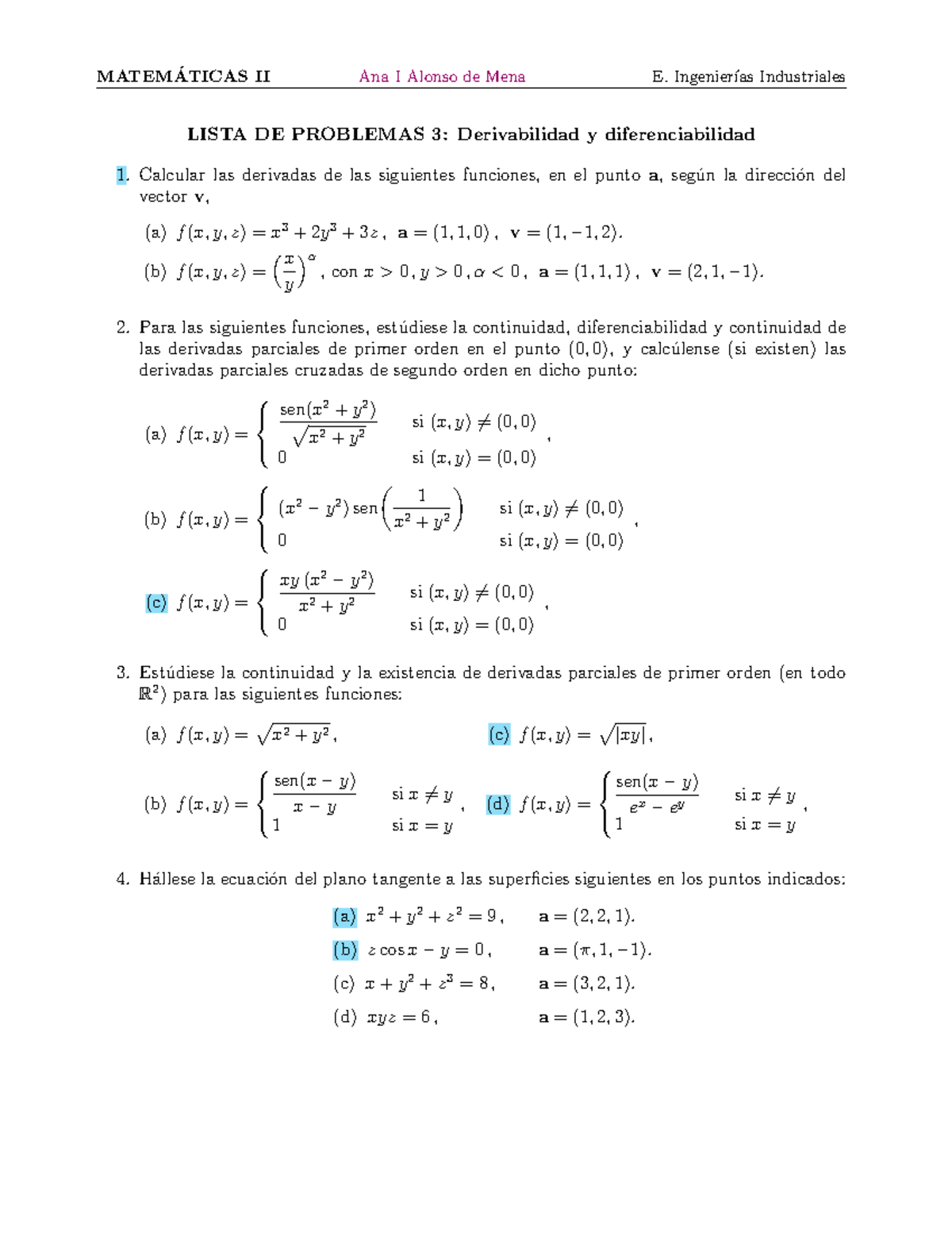 T3-prob - Problemas Tema 3 - MATEM ́ATICAS II Ana I Alonso De Mena E ...