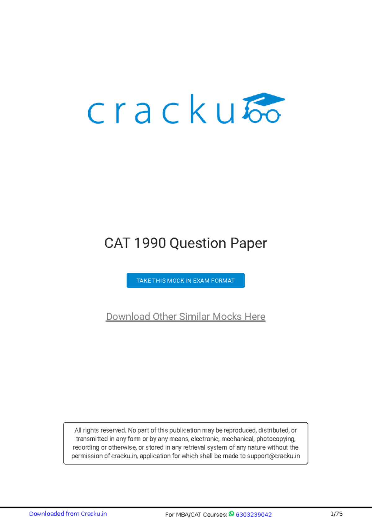 CAT 1990 Question Paper By Cracku - CAT 1990 Question Paper Download ...