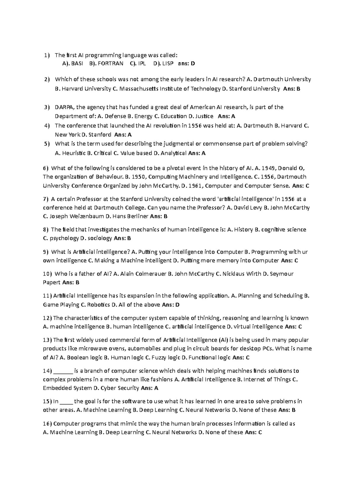 ETI UT1 question bank - It is very important - The first AI programming ...