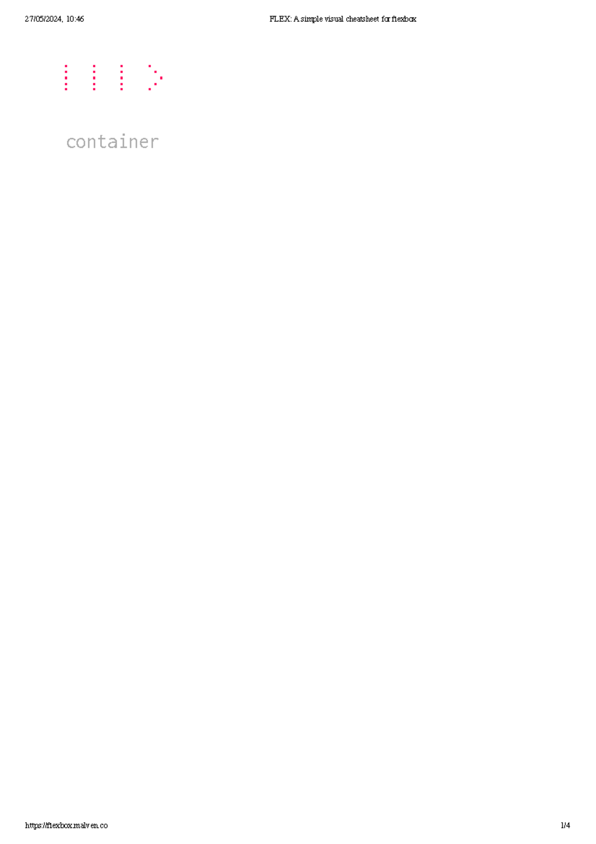 FLEX A simple visual cheatsheet for flexbox - container display flex ...