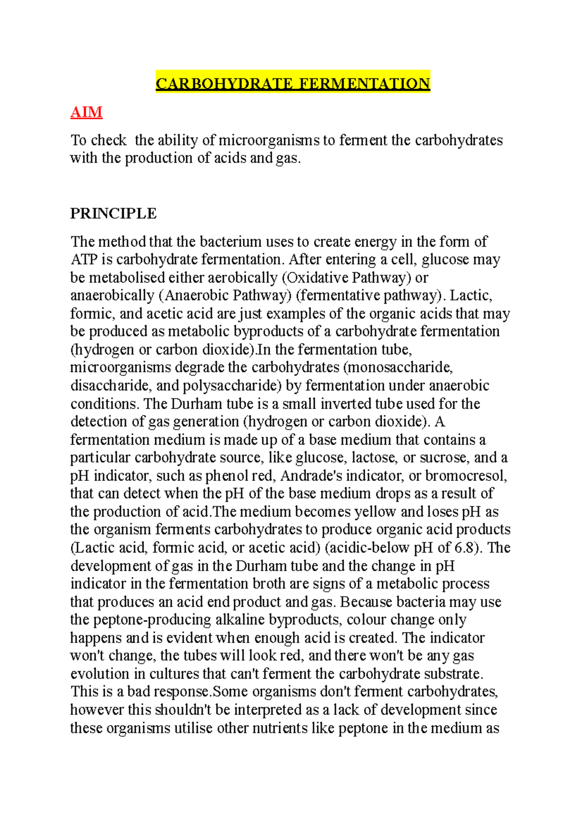 Prodction of acids and gases using carbohydrate fermentation method ...