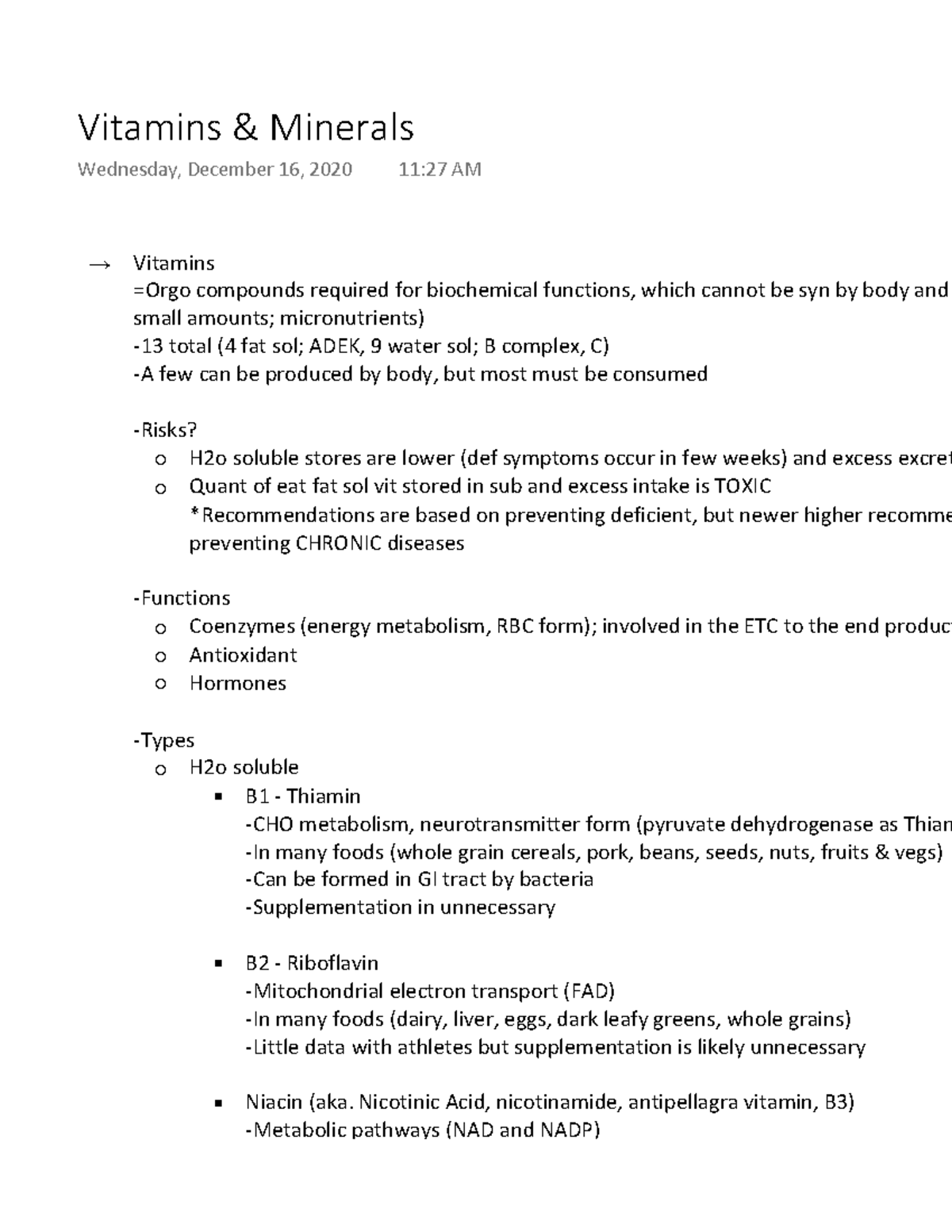 Vitamins & Minerals → Vitamins compounds required for