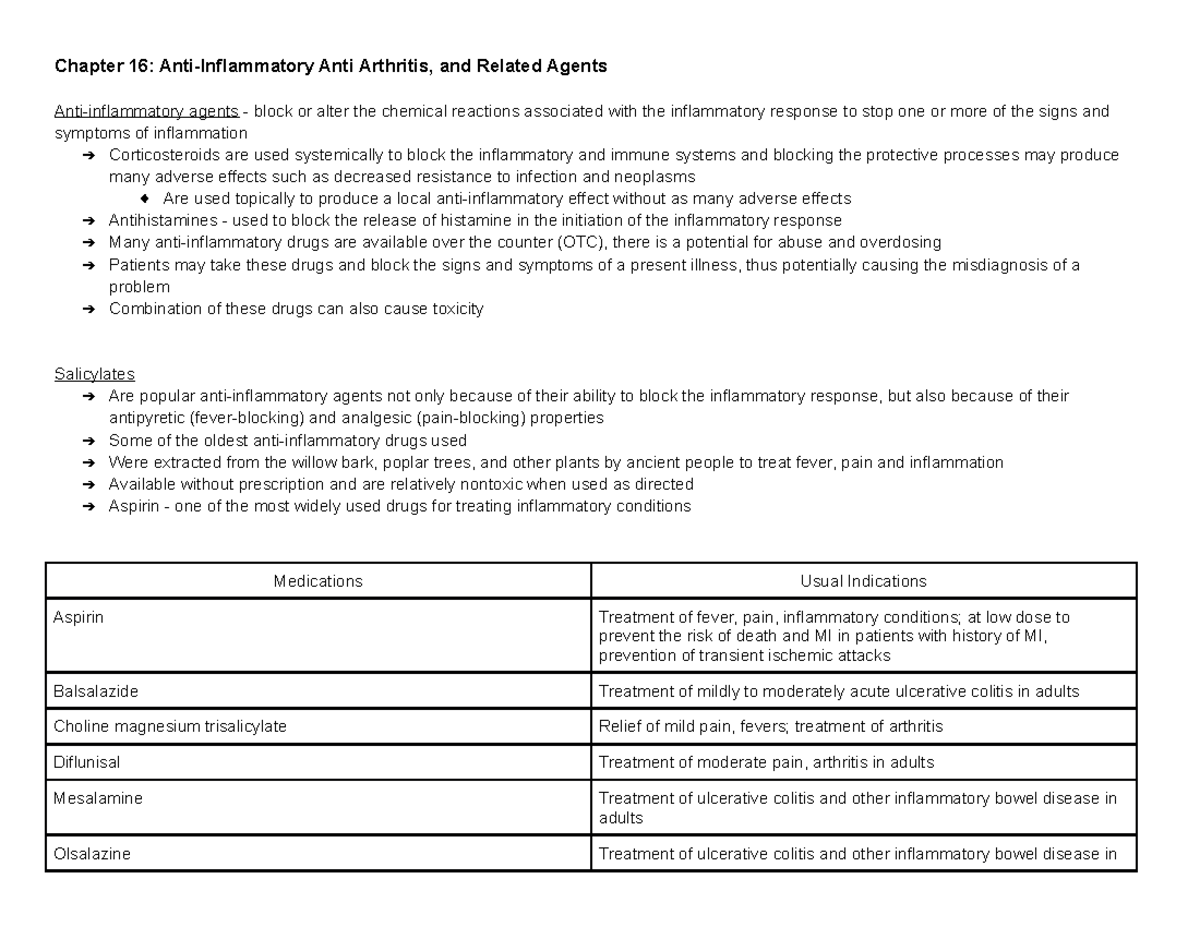 Chapter 16 Anti-Inflammatory Anti Arthritis, and Related Agents - They ...