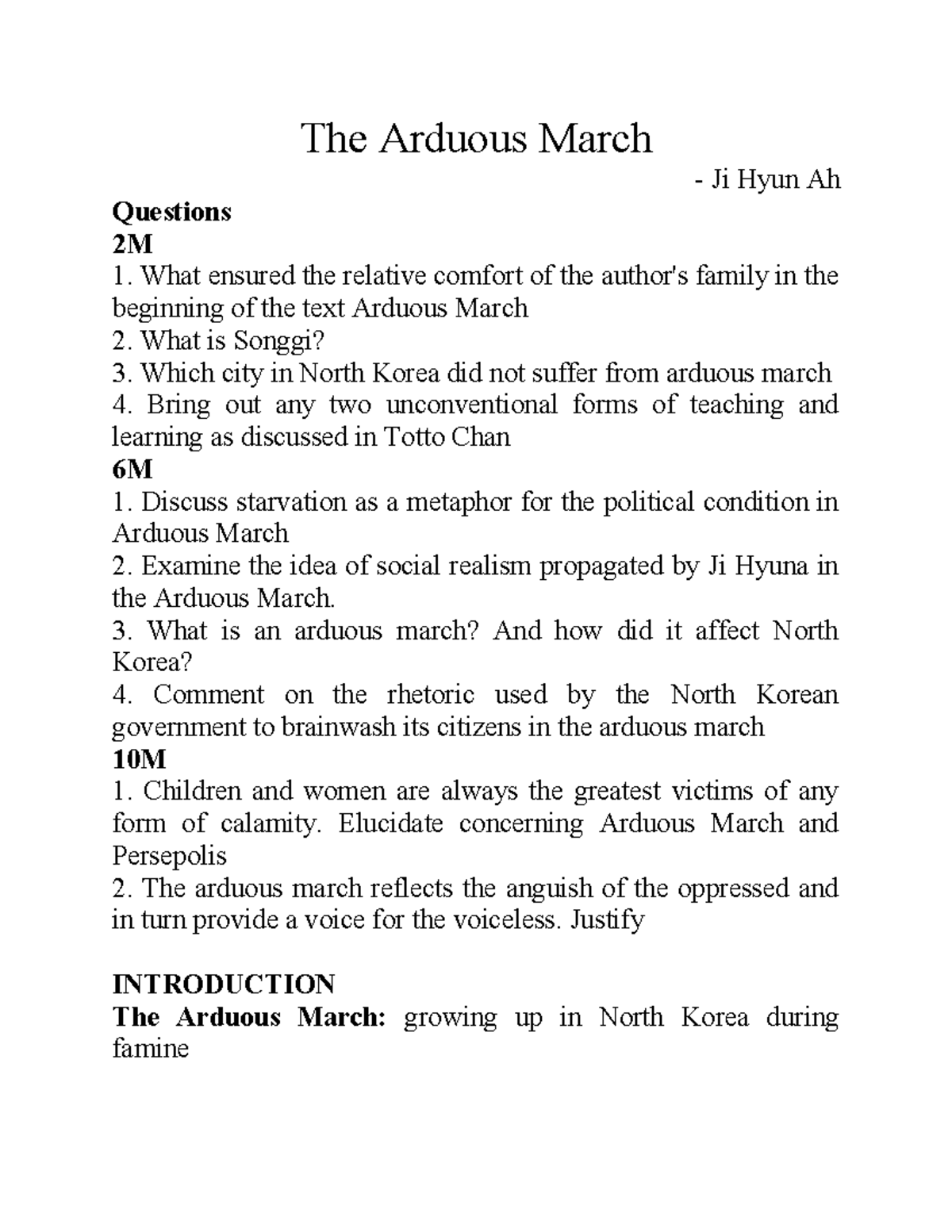 Arduous march summary - The Arduous March Ji Hyun Ah Questions 2M What ...