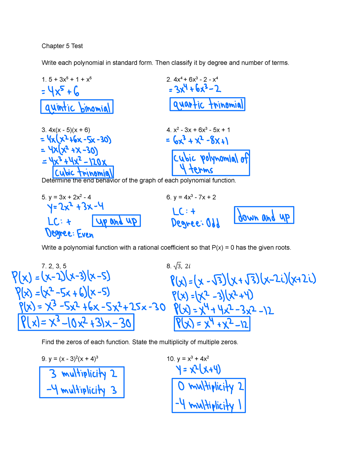 Write Each Polynomial In Standard Form And Classify The Polynomial By Degree