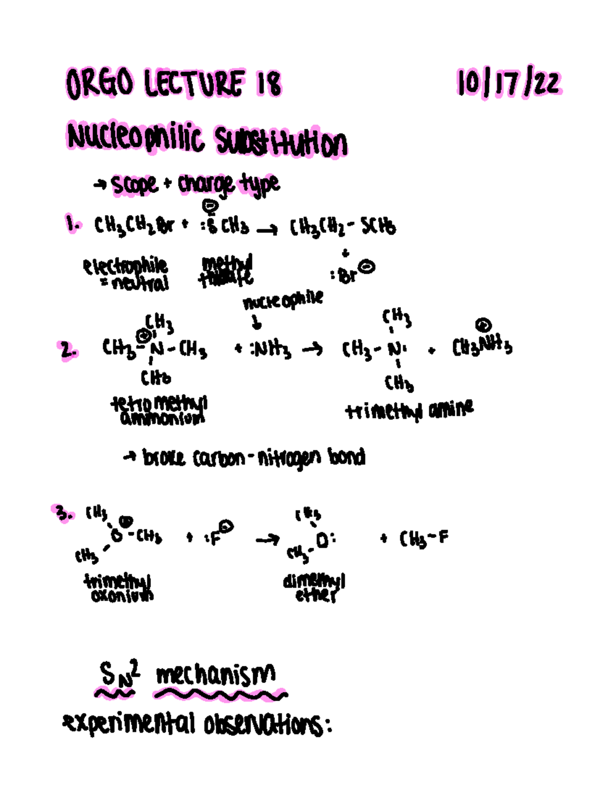 Orgo Lecture 18 (101722) ORGO LECTURE 18 10 17 22 Nucleophilic