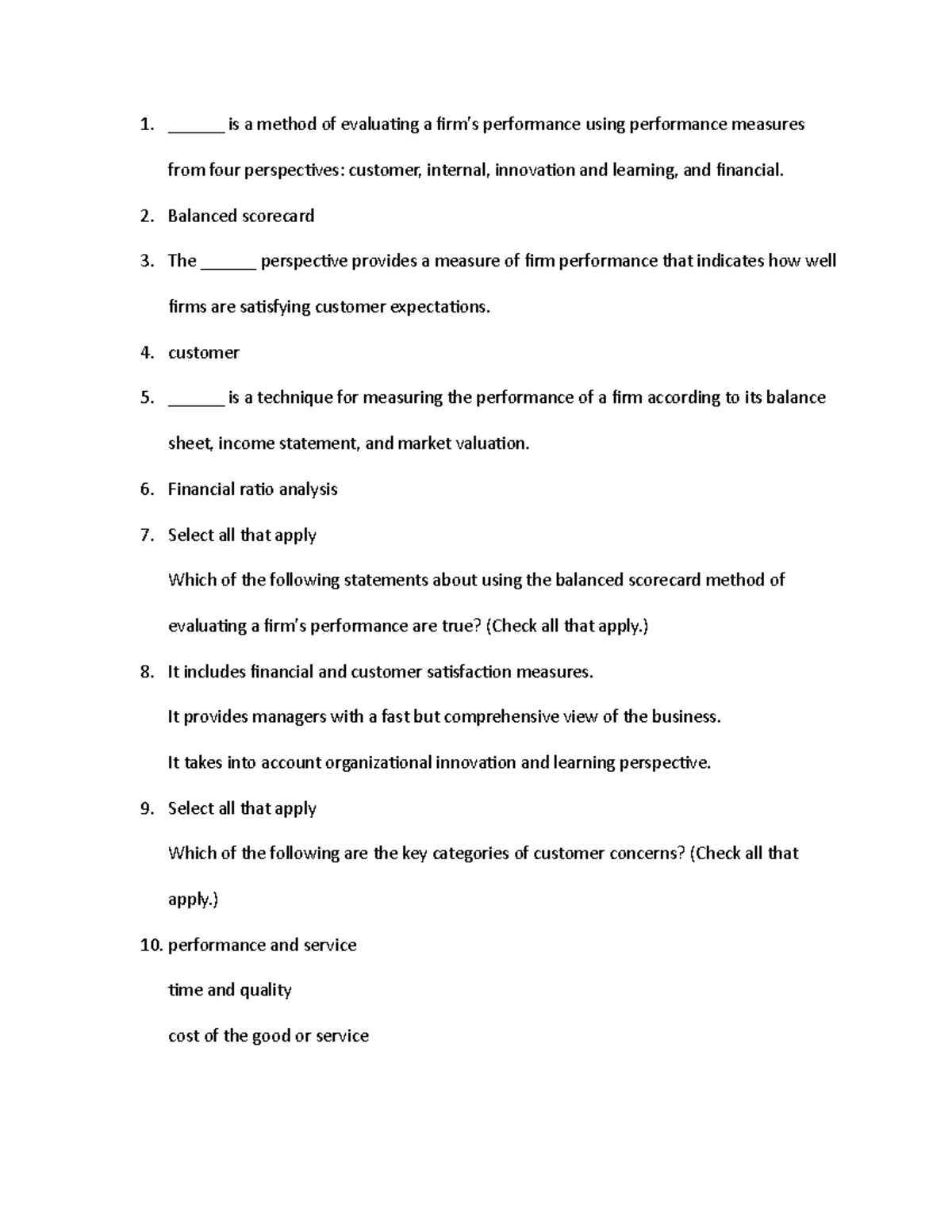 Busmgt 225 26 - notes - ______ is a method of evaluating a firm's ...