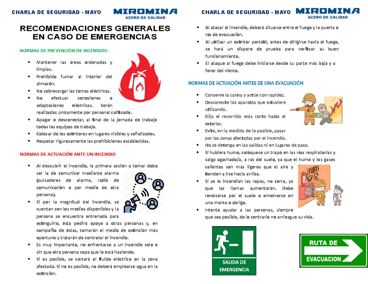 Plantilla charla de 5 minutos - plantilla modelo - CHARLA DE SEGURIDAD