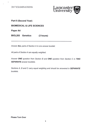 253 notes 1-8 - 253 Notes Experiments that concluded DNA is a genetic ...