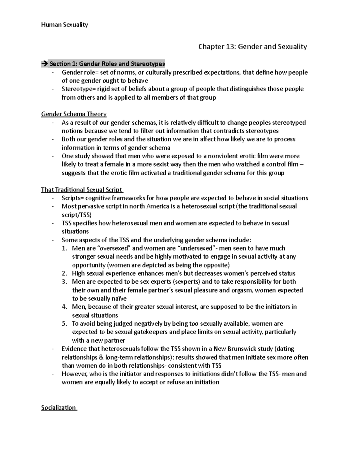 Human Sexuality - Chapter 13: Gender and Sexuality Section 1: Gender ...