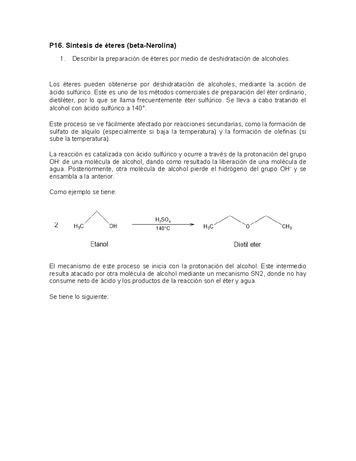 Investigación P16. Síntesis de éteres (A) P16. Síntesis de éteres