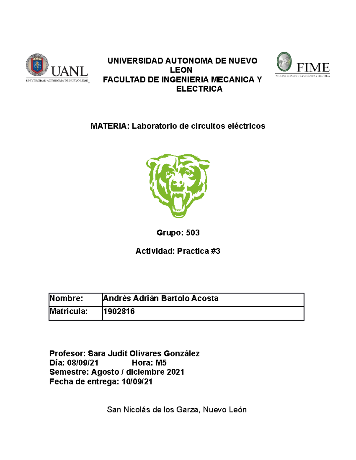 Practica 3- laboratorio de fisica tres semestee - UNIVERSIDAD AUTONOMA ...