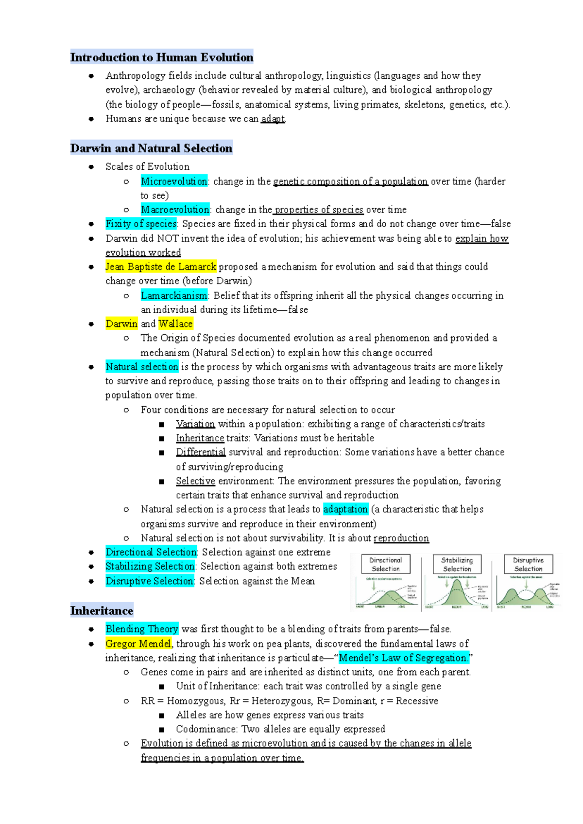 Exam 1 - Exam 1 Lecture Notes - Introduction to Human Evolution ...