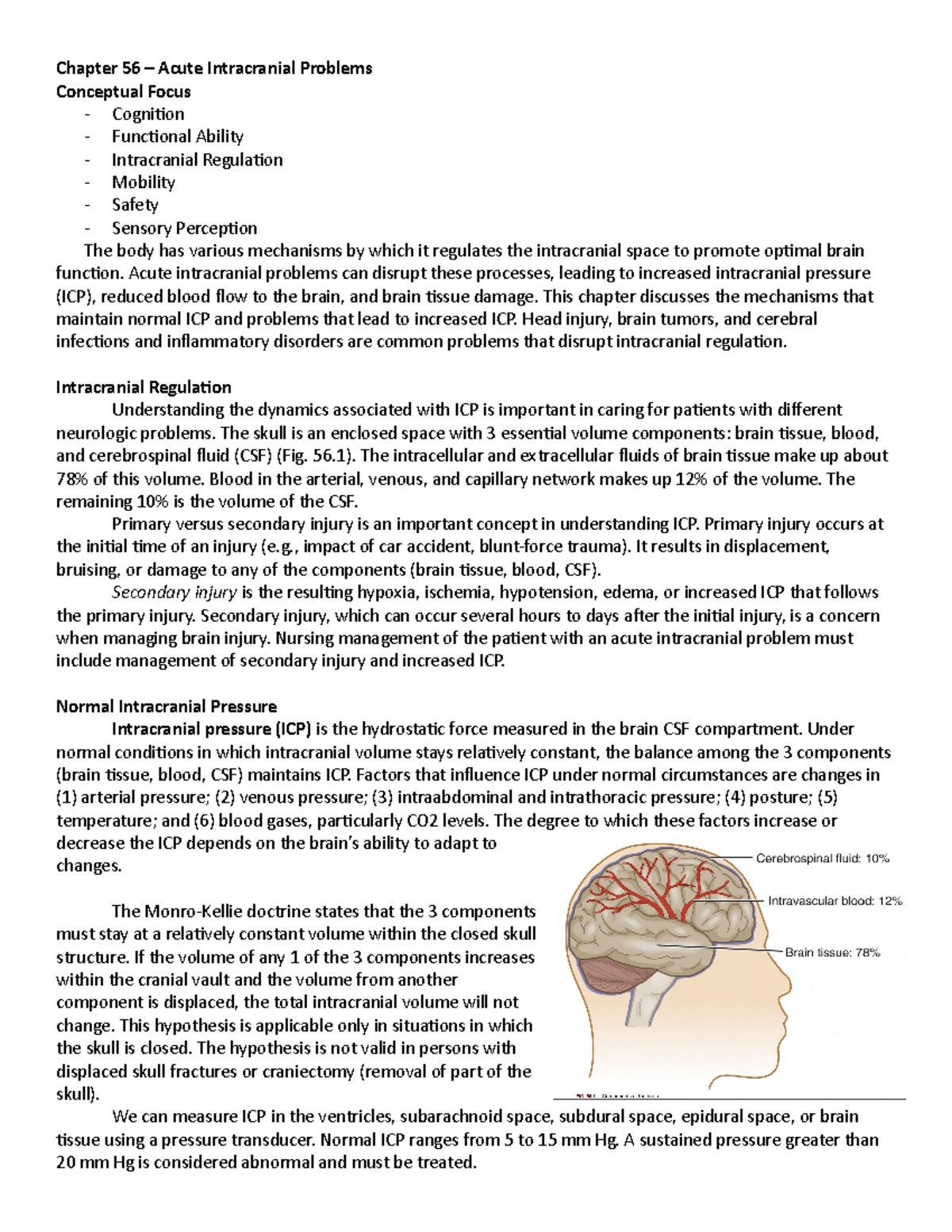 Chapter 56 - Ch 56 Notes - Chapter 56 – Acute Intracranial Problems ...