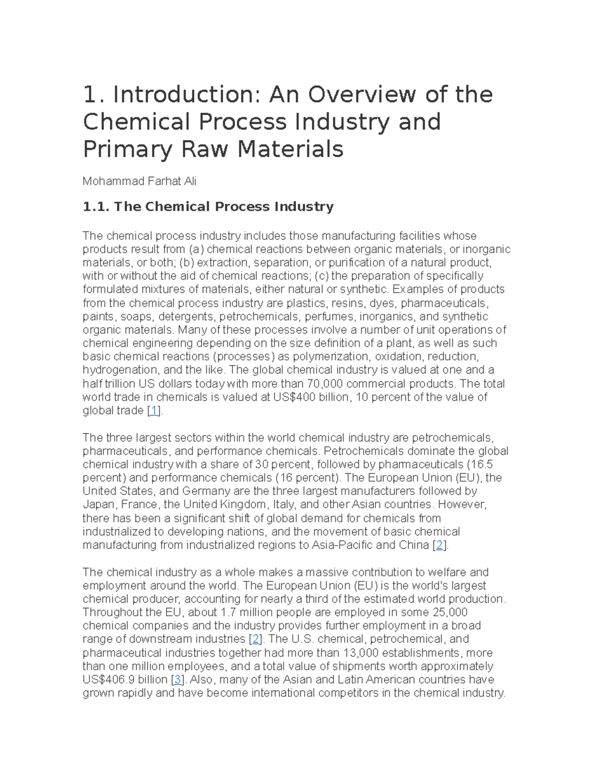 Cap 1 - Apuntes cap 1 - 1. Introduction: An Overview of the Chemical ...