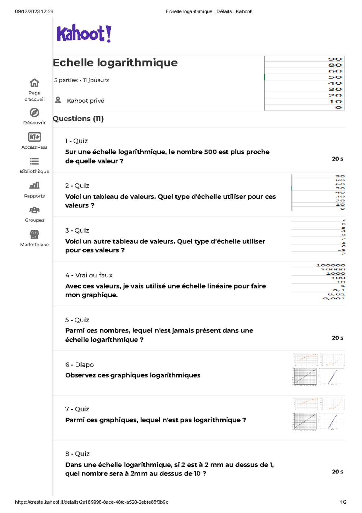 Echelle logarithmique - Détails - Kahoot - kahoot/details/2e169996-8ace ...