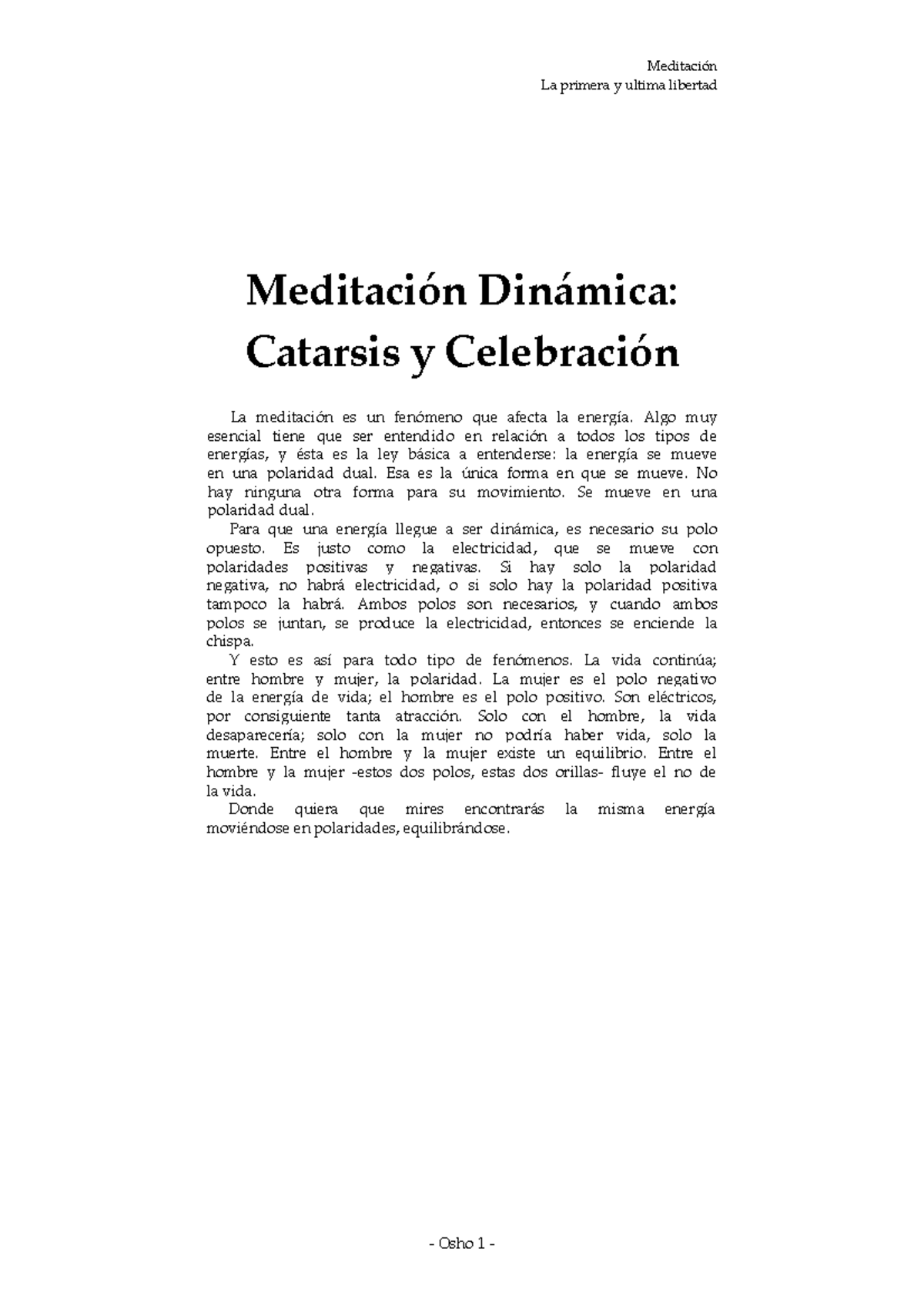 Curso De Meditacion-Osho - La Primera Y Ultima Libertad Meditación ...