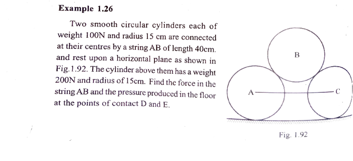 Problems part 2 Example 1. Two smooth circular cylinders each