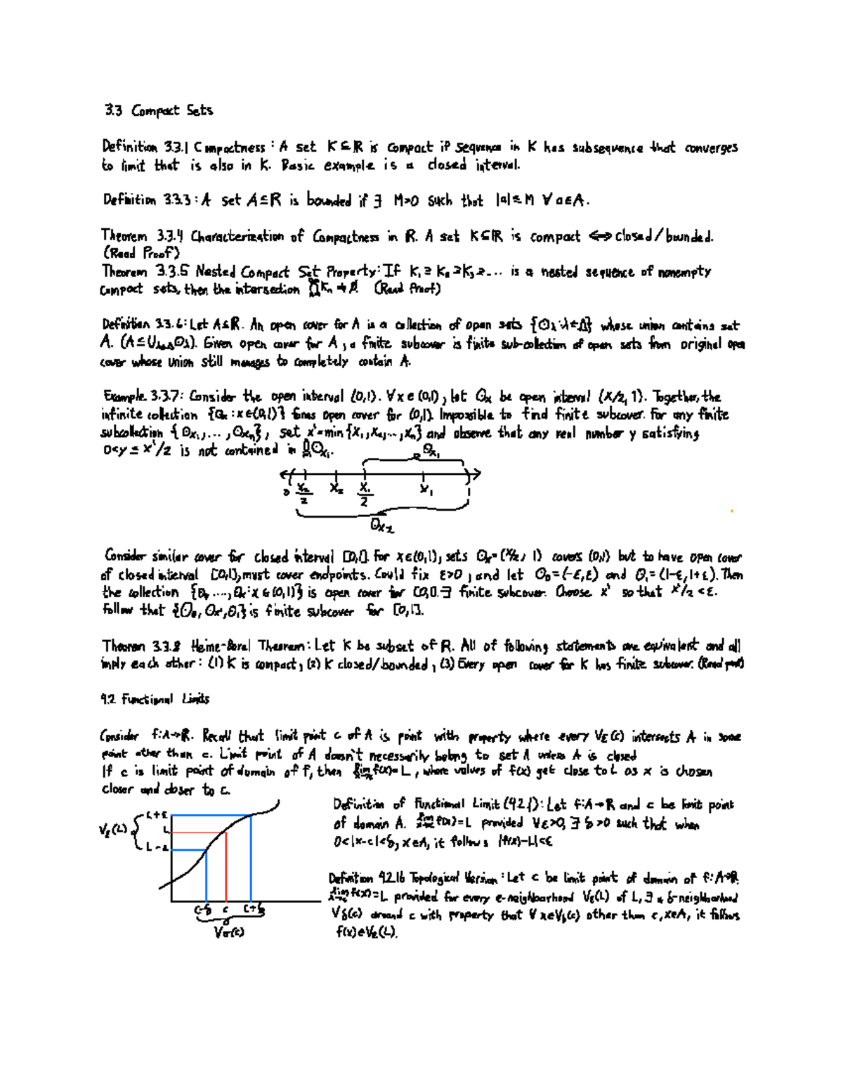 MATH450A Prenotes 2 - Notes for M450A - 3 Compact Sets Definition 3.3 ...