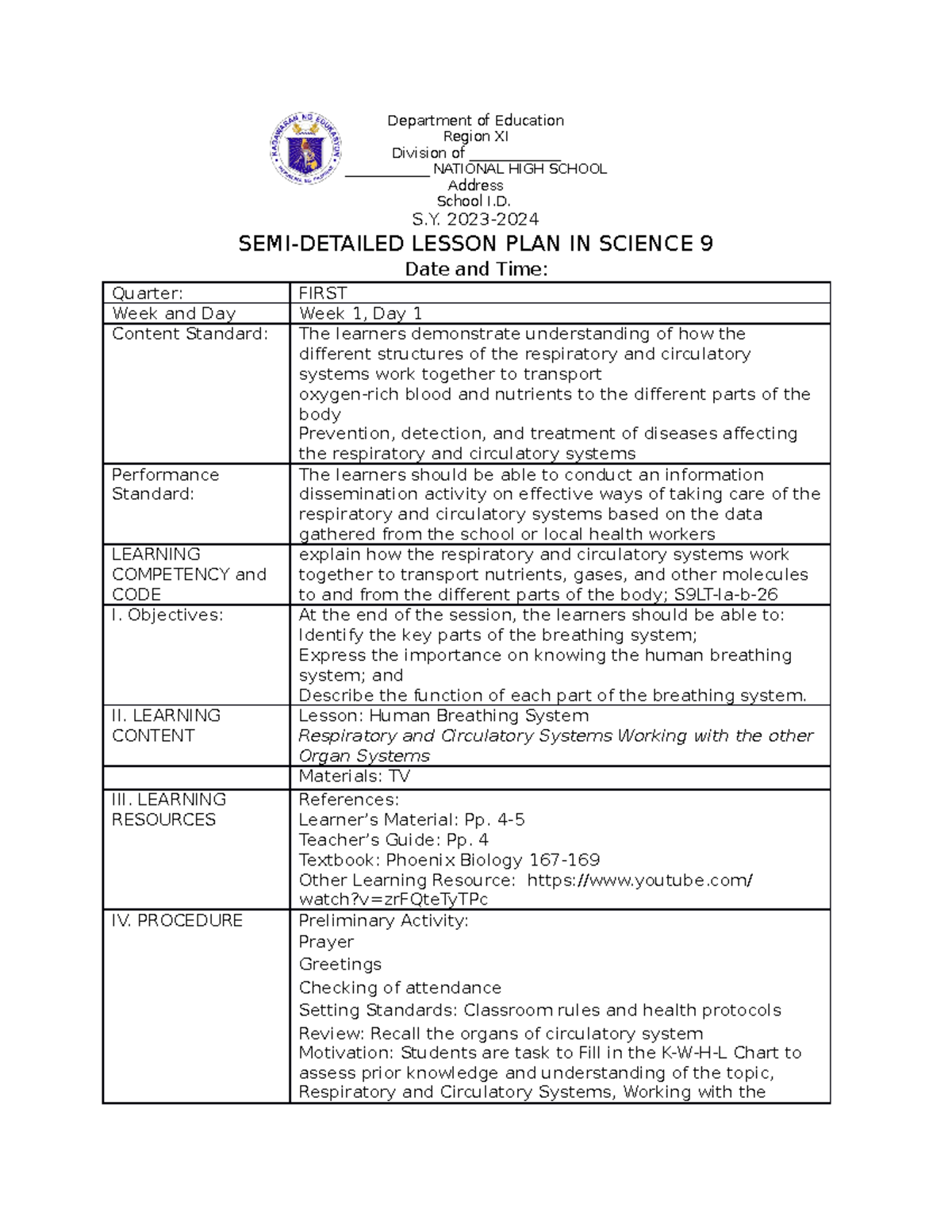 SCI9 LP - Lesson Plan with activity sheet - Department of Education ...