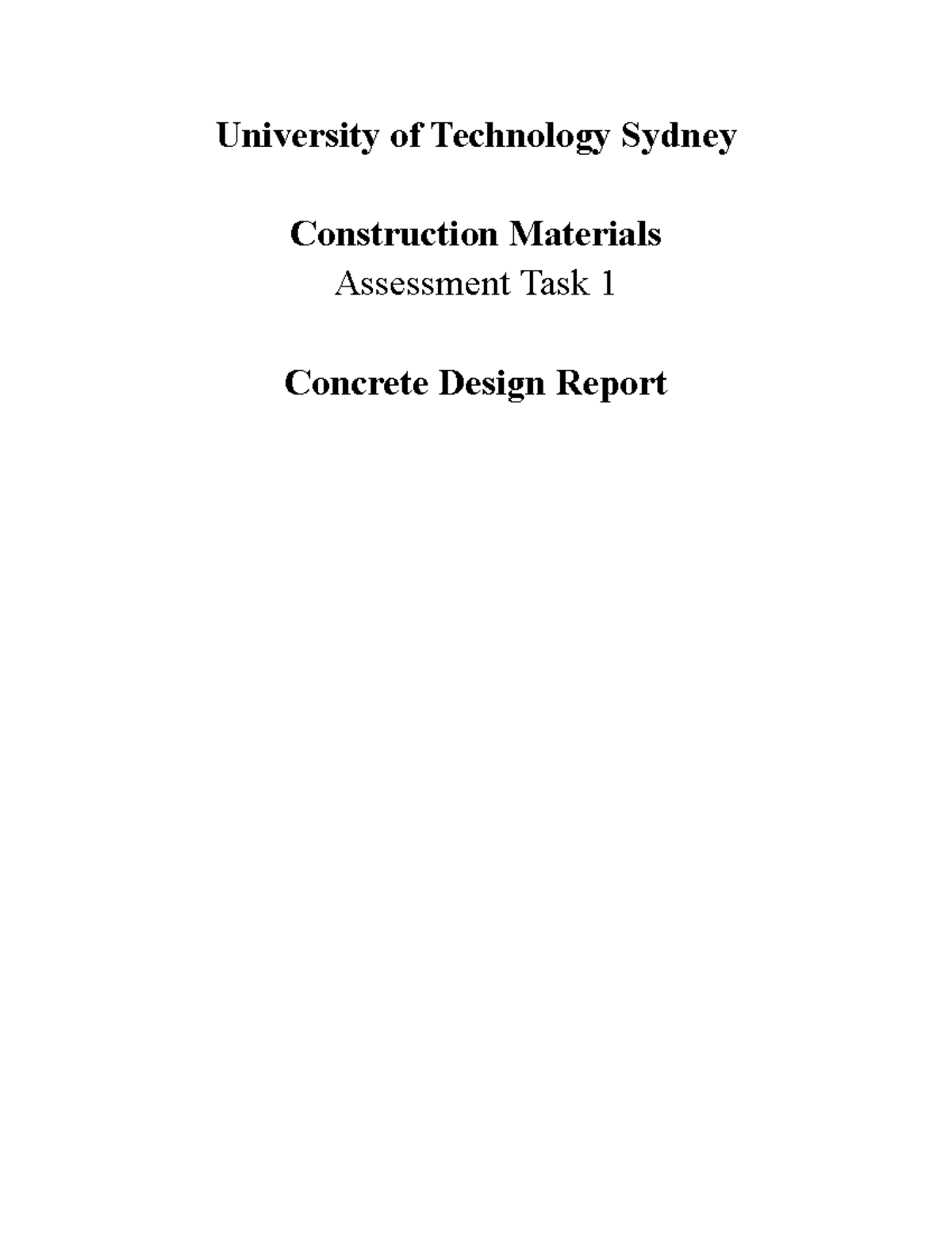 Materials Task 1 - Material Task 1 - University of Technology Sydney ...