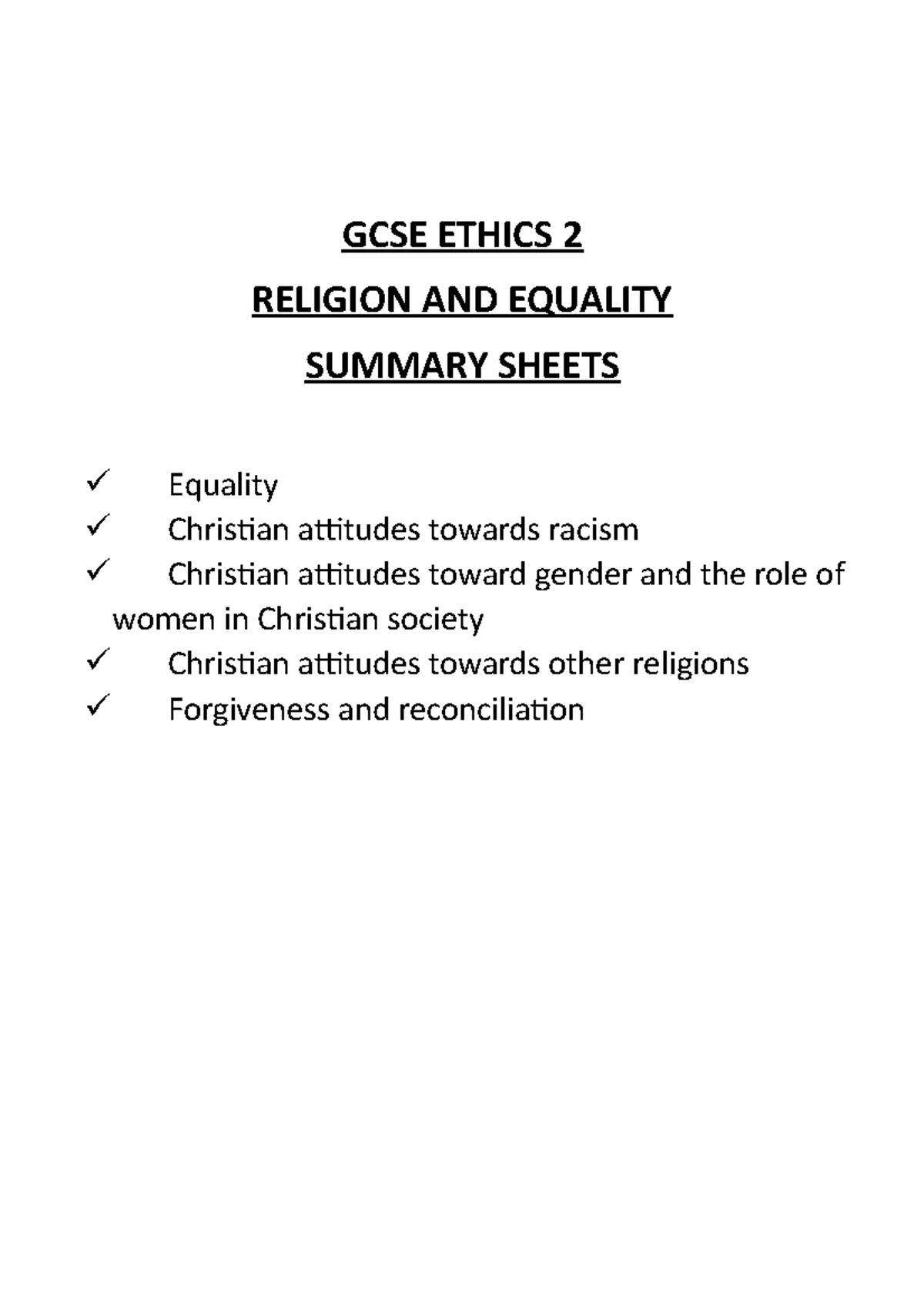 essay on religion equality