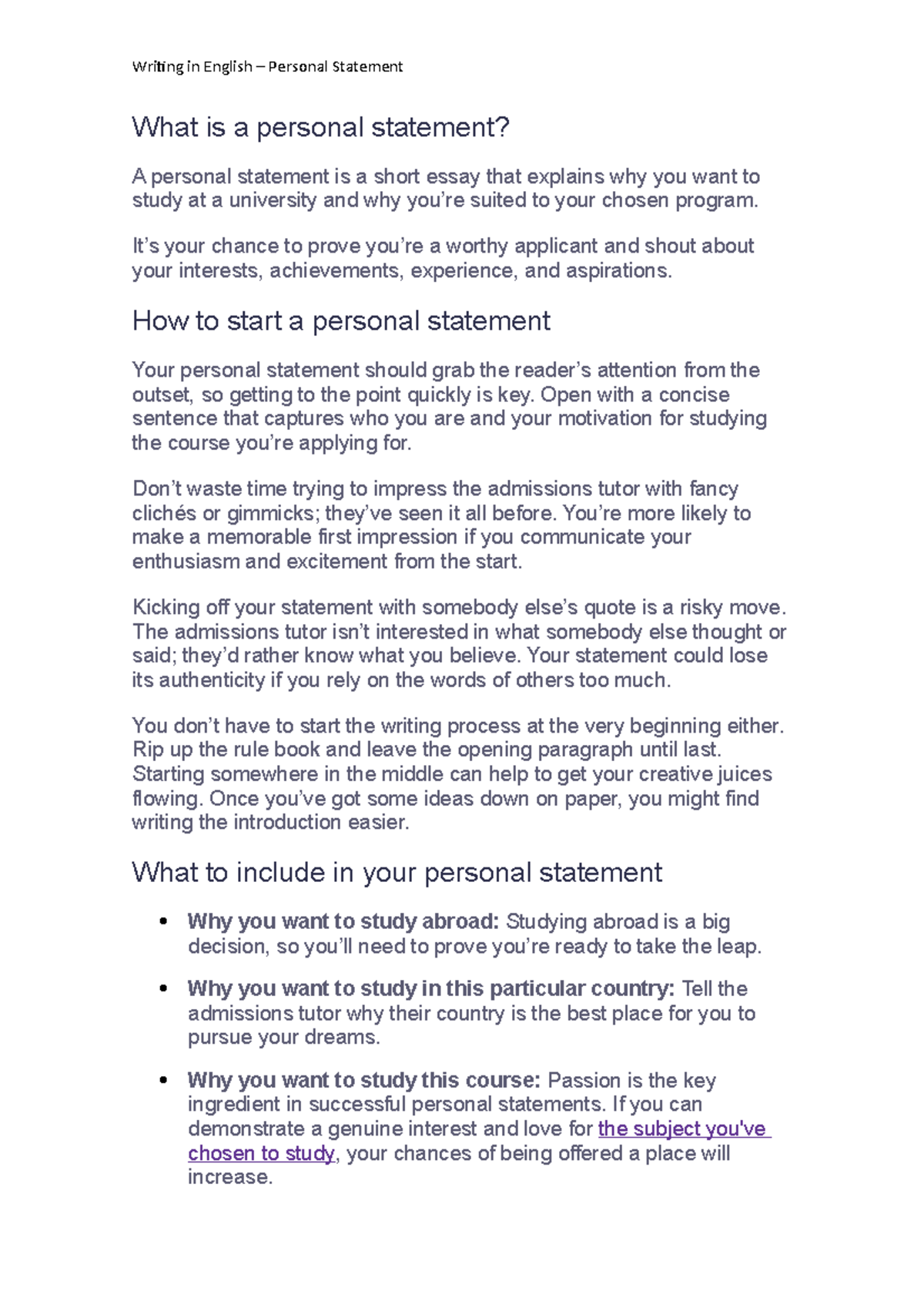 how to write a personal statement if you are boring