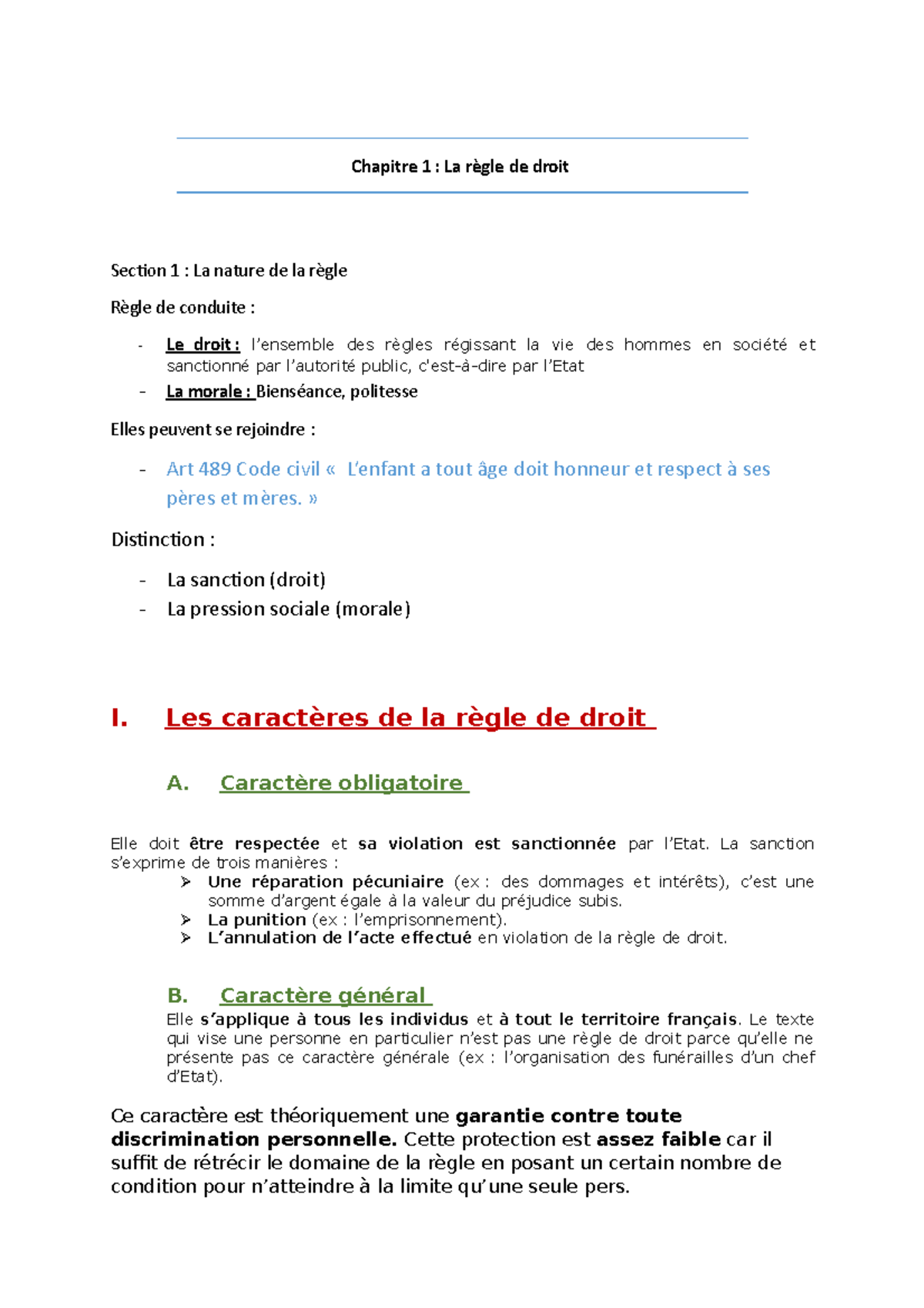 Chapitre 1-La règle de droit - Chapitre 1 : La règle de droit Section 1 ...