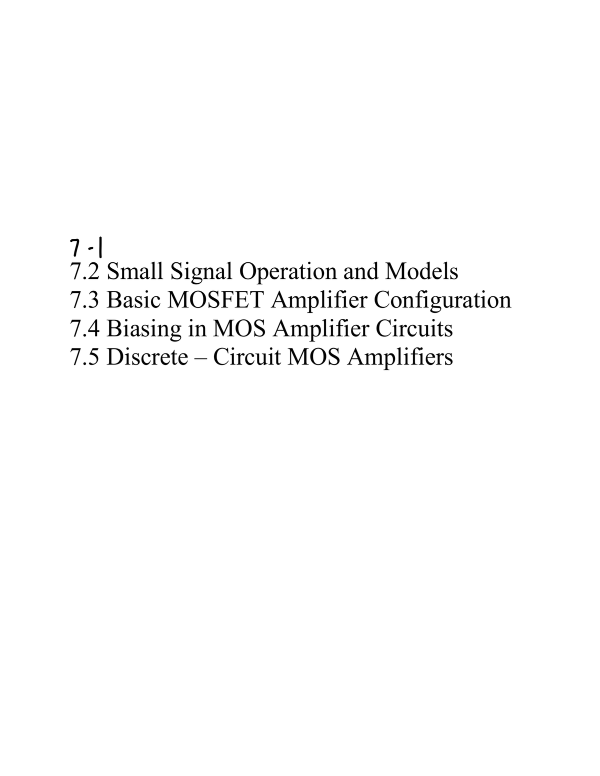 Chapter 7 Notes - STUDY MATERIAL - Microelectronic Circuits - T Basic ...