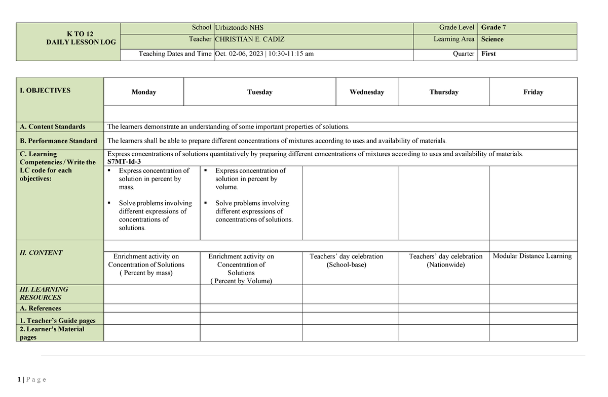 WEEK 6 - Copy - dll week 6 - K TO 12 DAILY LESSON LOG School Urbiztondo ...