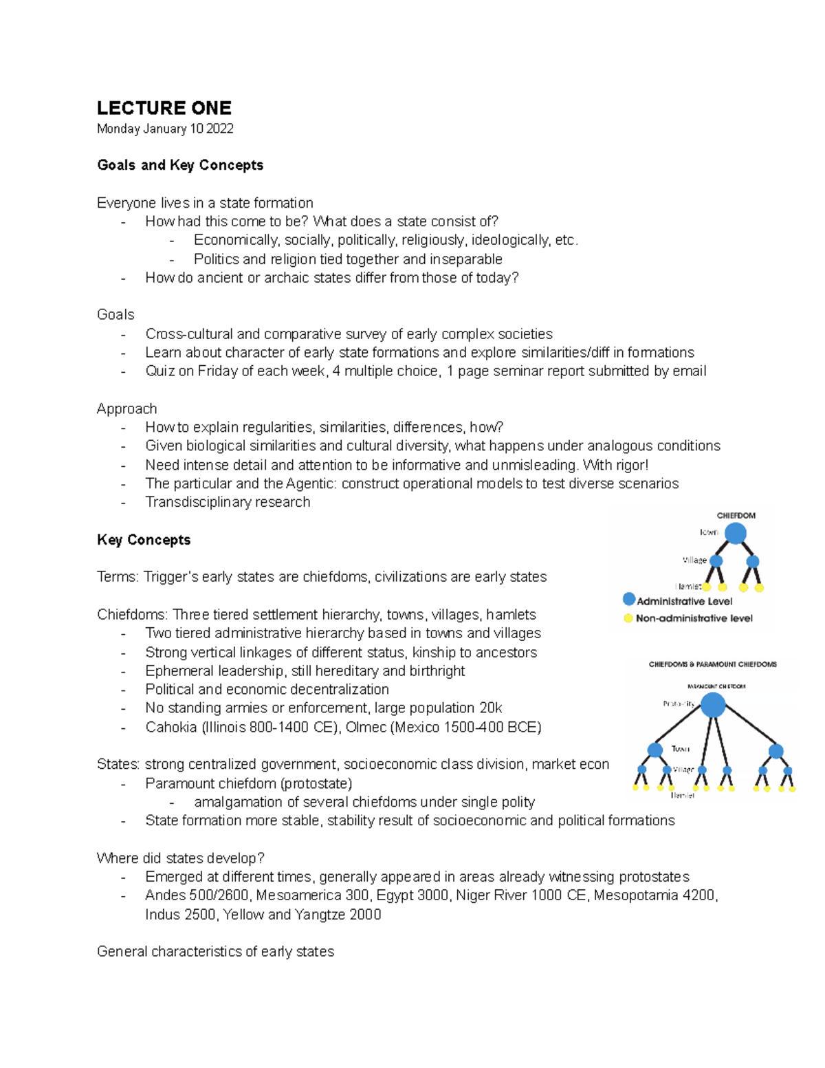 Lecture one goals and concepts - LECTURE ONE Monday January 10 2022 ...