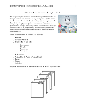 INF- Q1P1 -Estructura de un documento APA - Estructura de un documento APA,  Séptima Edición En este - Studocu