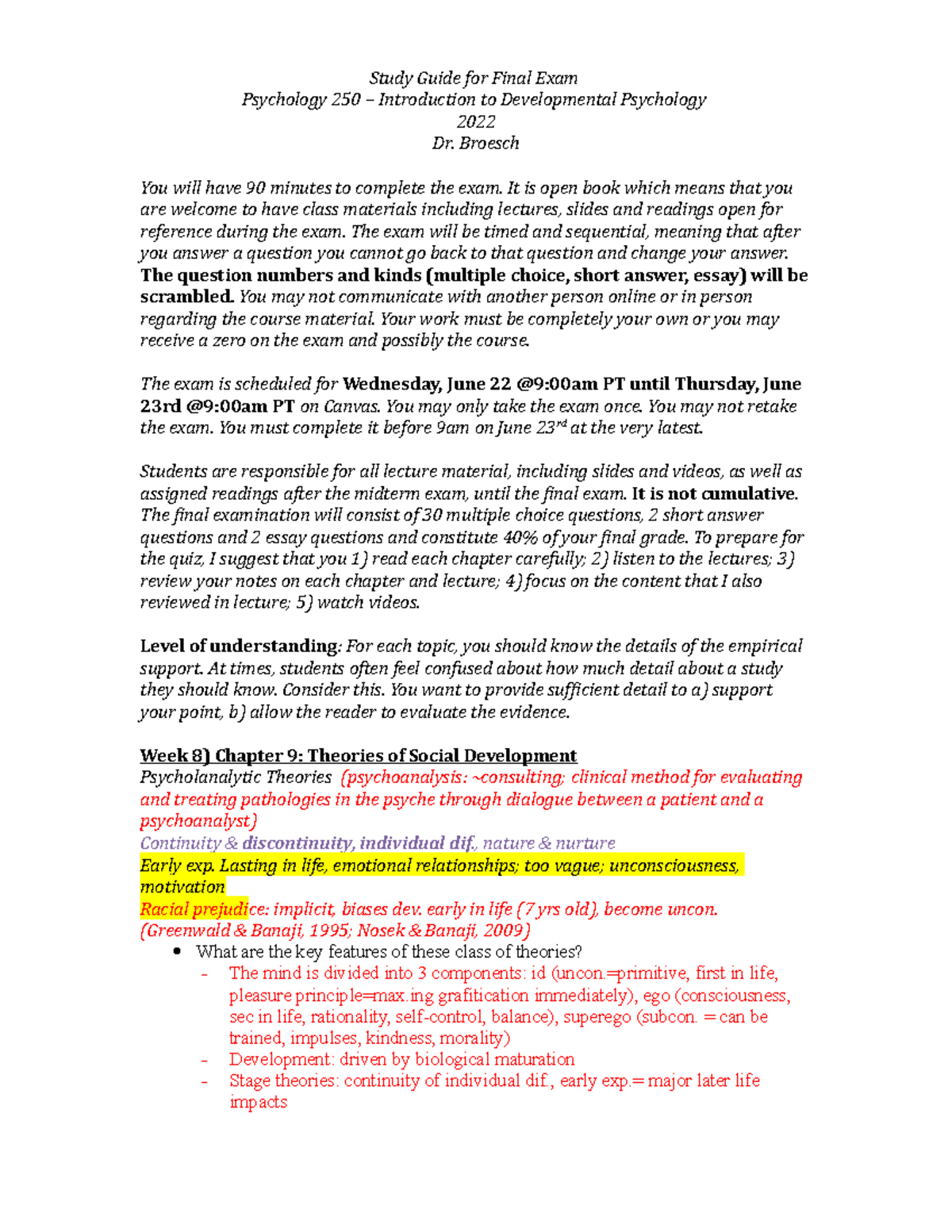Study Guide for 250Final Exam Study Guide for Final Exam Psychology