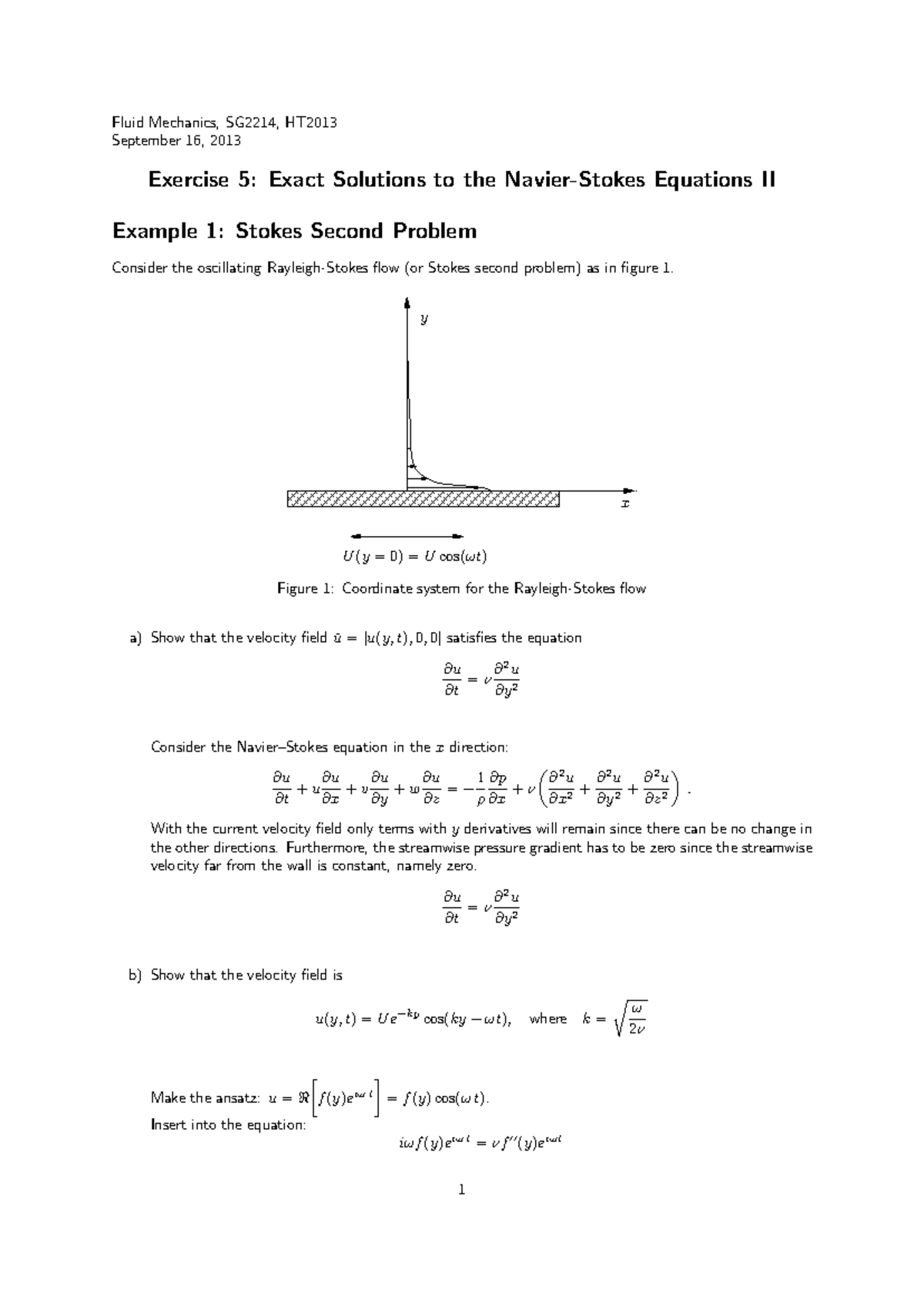 Stokes Sceond Problem Example - Fluid Mechanics, SG2214, HT September ...