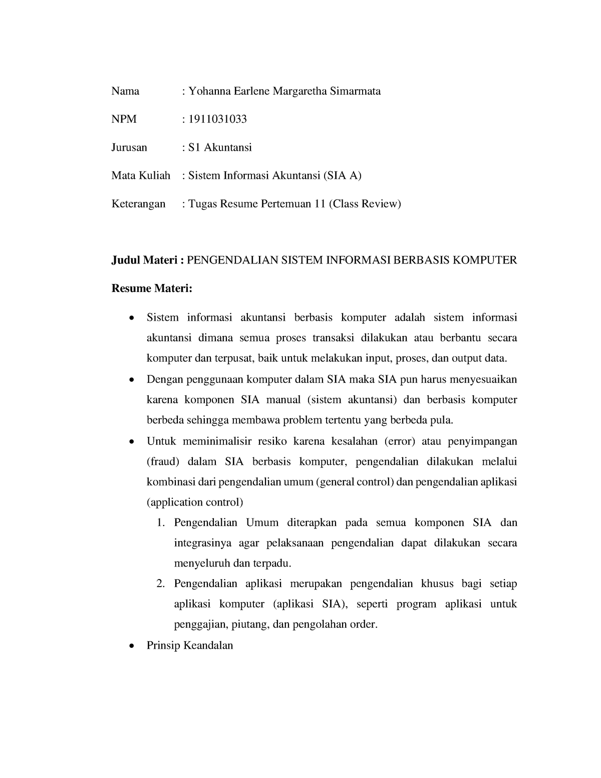 Resume Pengendalian Sistem Informasi Berbasis Komputer (Sistem ...