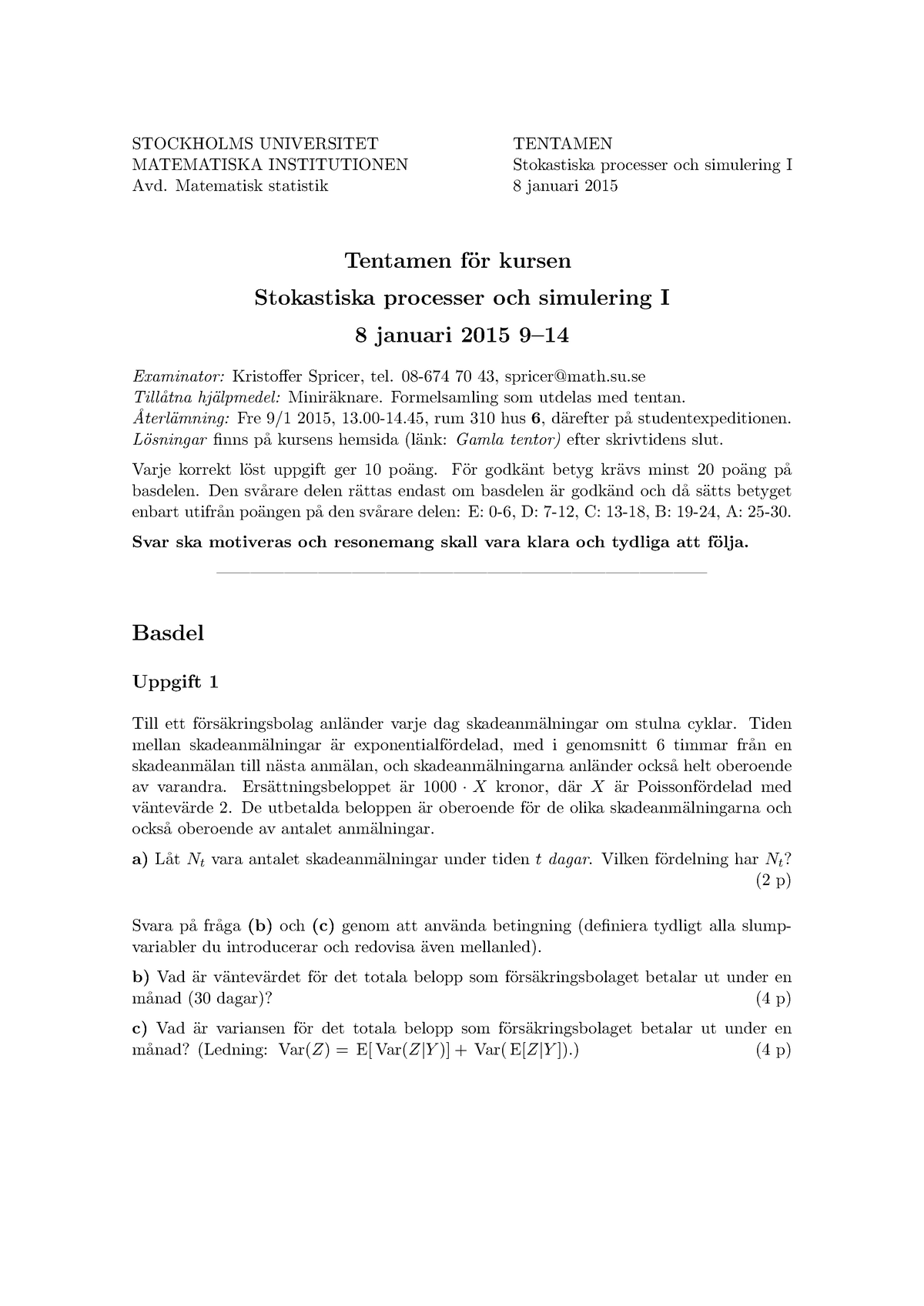 2015: All Exams (questions And Answers) - STOCKHOLMS UNIVERSITET ...